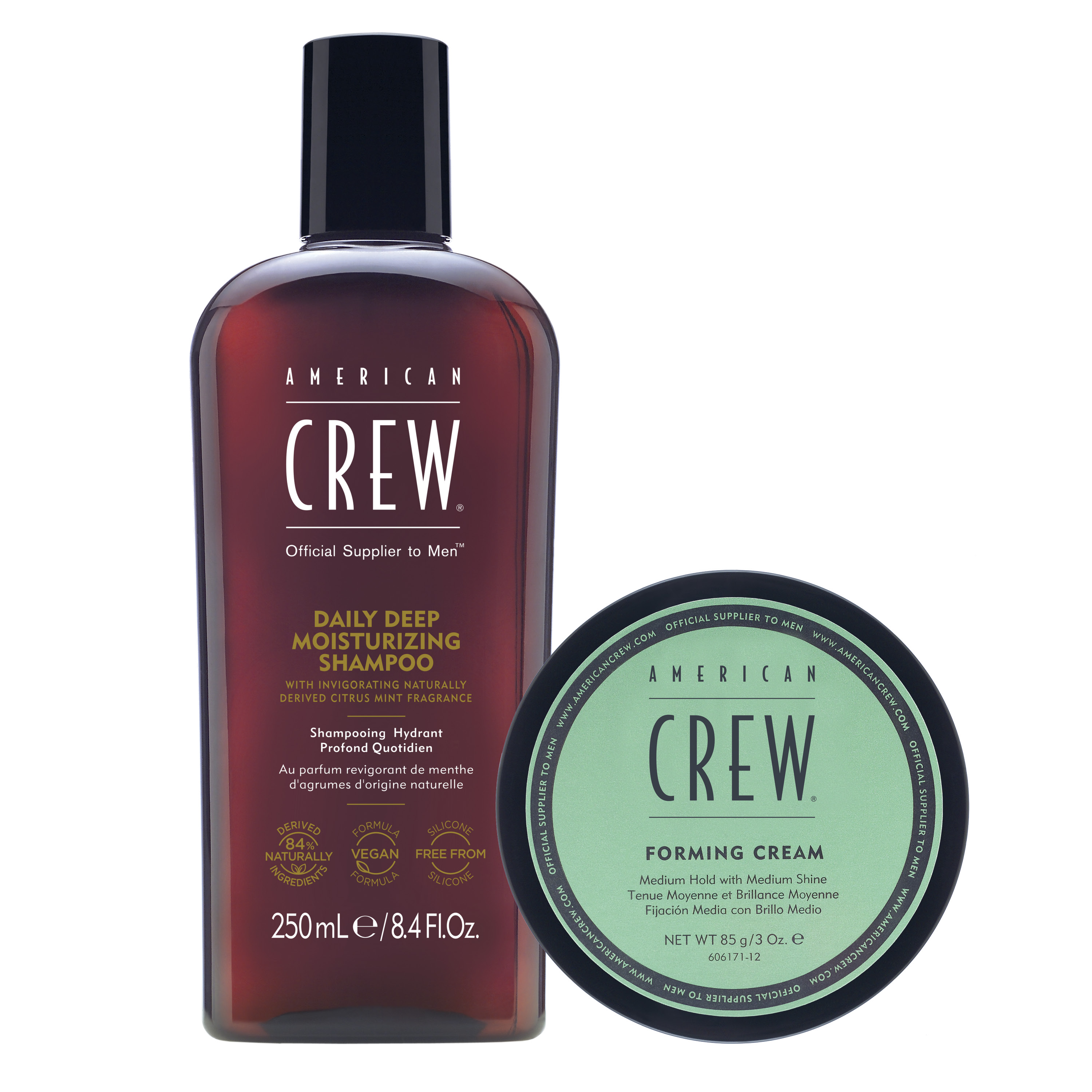 AMERICAN CREW SET FORMING CREAM + DAILY D. MOISTURIZING SHAMPOO - 1