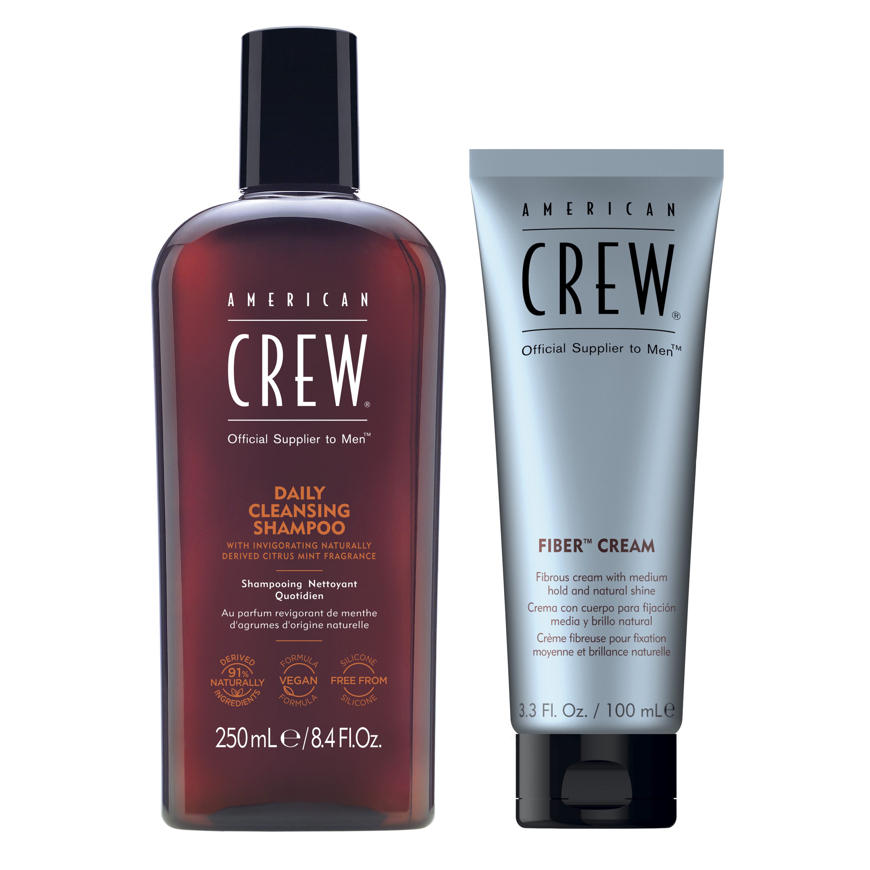 AMERICAN CREW SET FIBER CREAM + DAILY CLEANSING SHAMPOO - 1