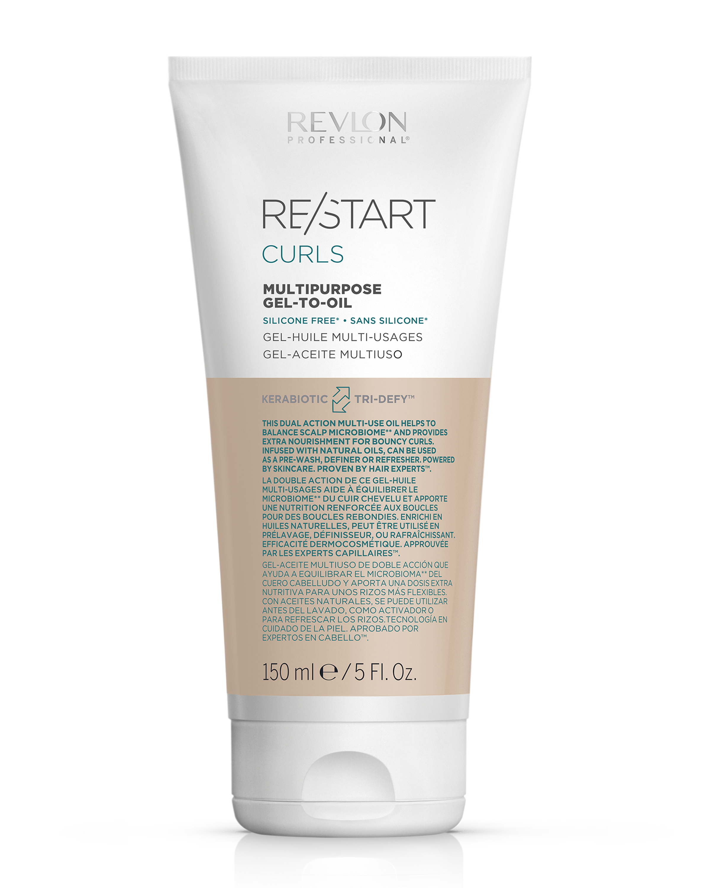 REVLON PROFESSIONAL RESTART CURLS GEL TO OIL X 150 ML - TRATAMIENTO MULTIPROPÓSITO SIN ENJUAGUE P/CAB RIZADO - 1