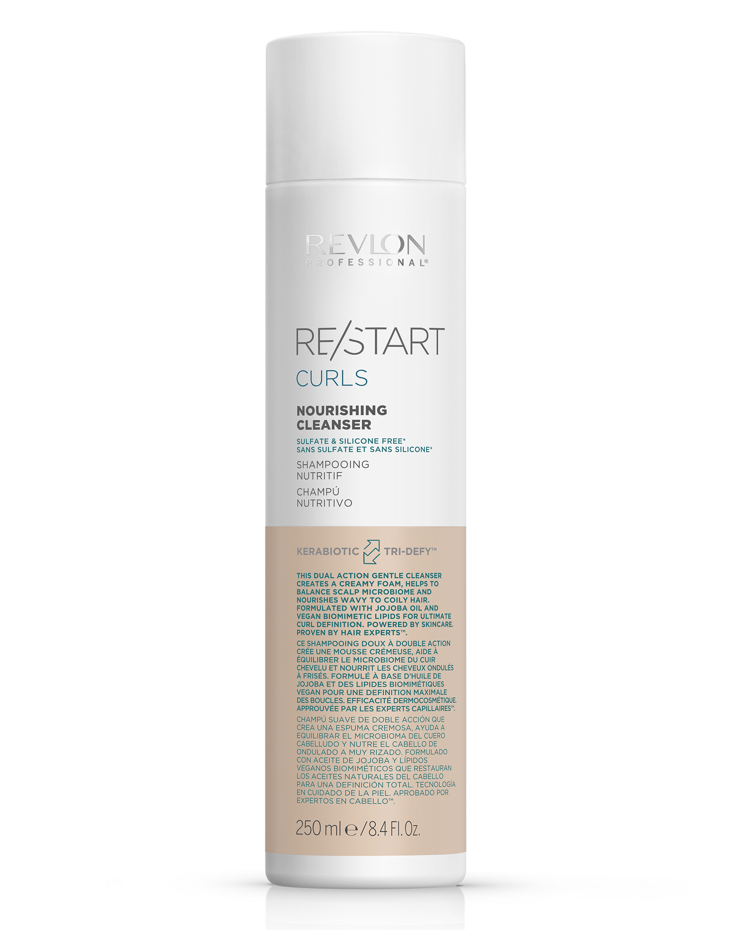 REVLON PROFESSIONAL RESTART CURLS SHAMPOO X 250 ML - SHAMPOO NUTRITIVO SIN SULFATOS P/CAB RIZADO - 1