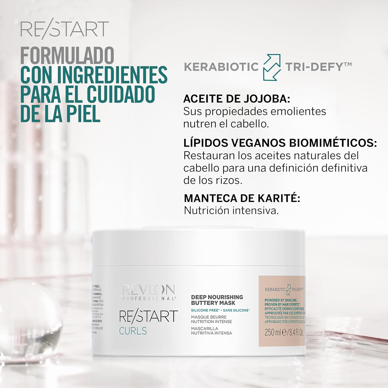 REVLON PROFESSIONAL RESTART CURLS MASK X 250 ML - MASCARILLA NUTRITIVA INTENSA P/CAB RIZADO - 4