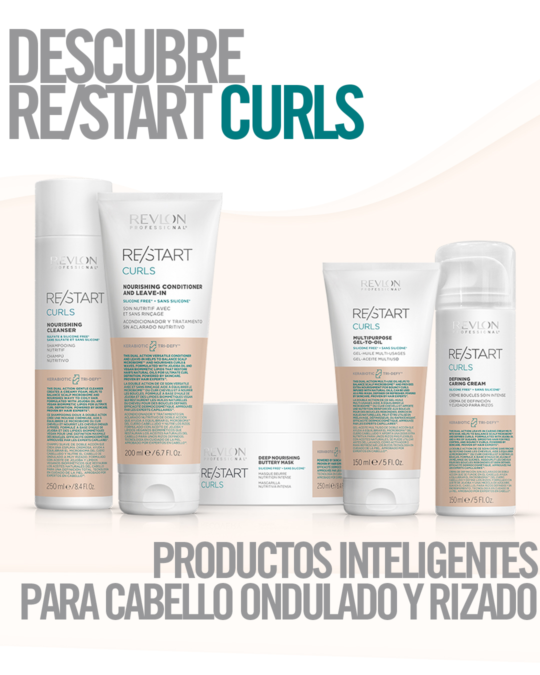 REVLON PROFESSIONAL RESTART CURLS CONDITIONER X 200 ML - 2 EN 1 ACONDICIONADOR Y TRAT SIN ENJUAGUE P/CAB RIZADO - 6