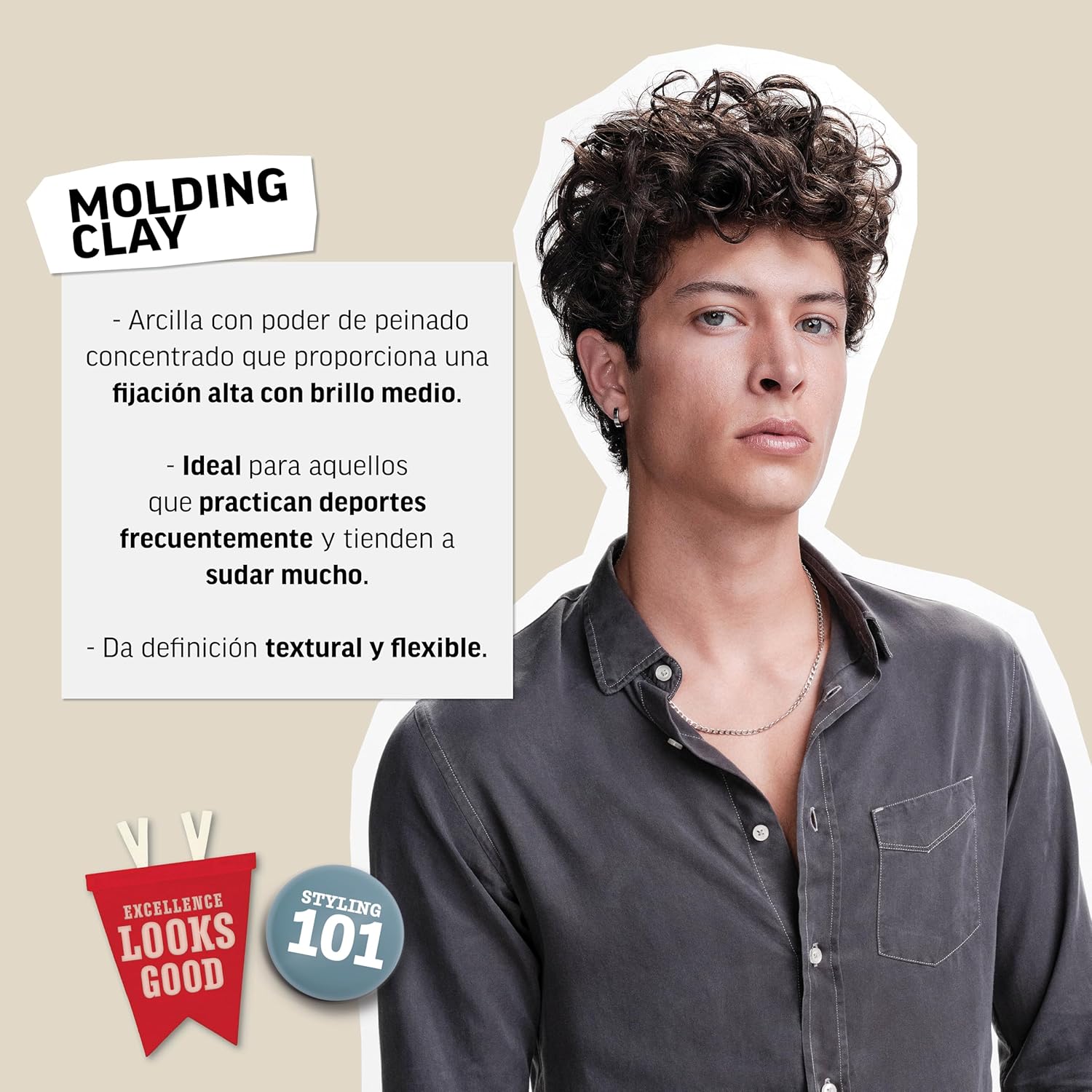 AMERICAN CREW MOLDING CLAY X 85 GR - CERA DE FIJACIÓN FUERTE Y BRILLO MEDIO - 4