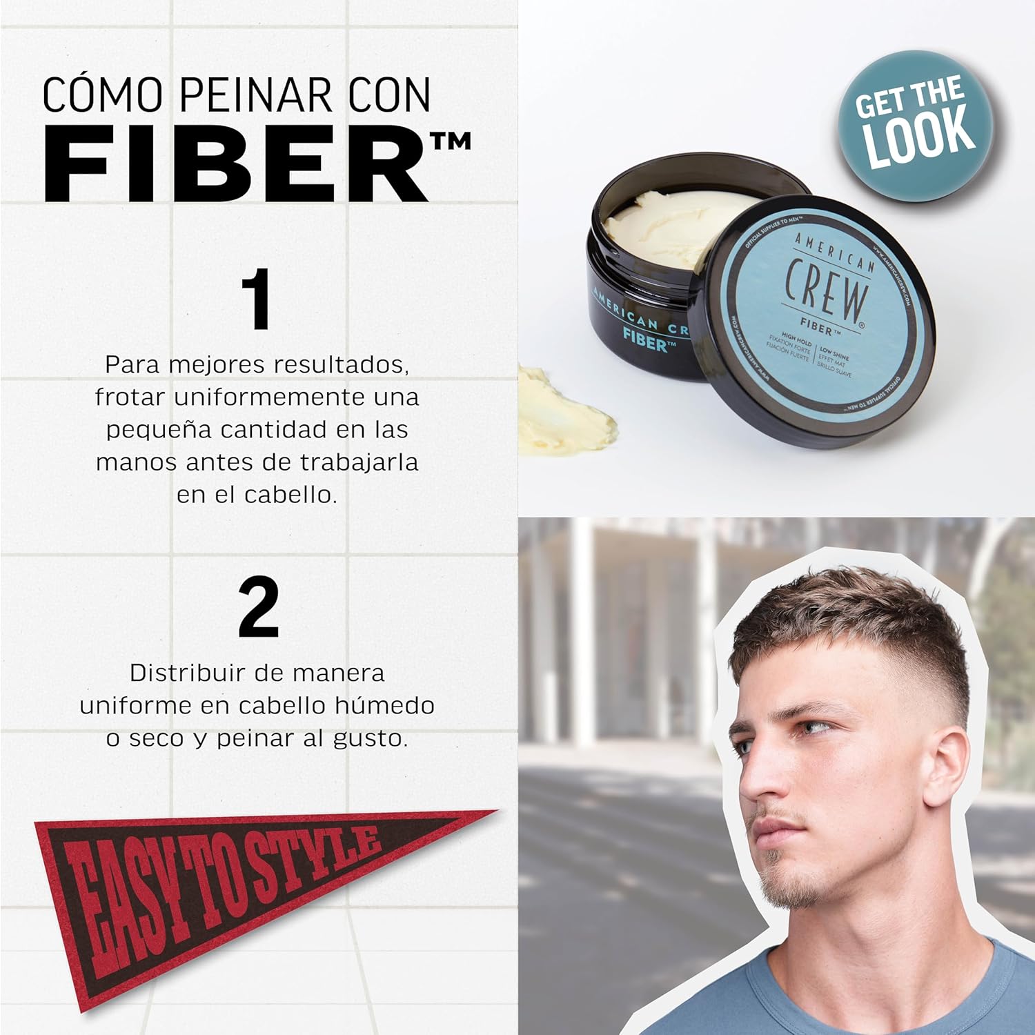 AMERICAN CREW FIBER X 50 GR - CERA DE FIJACIÓN FUERTE SIN BRILLO - 3