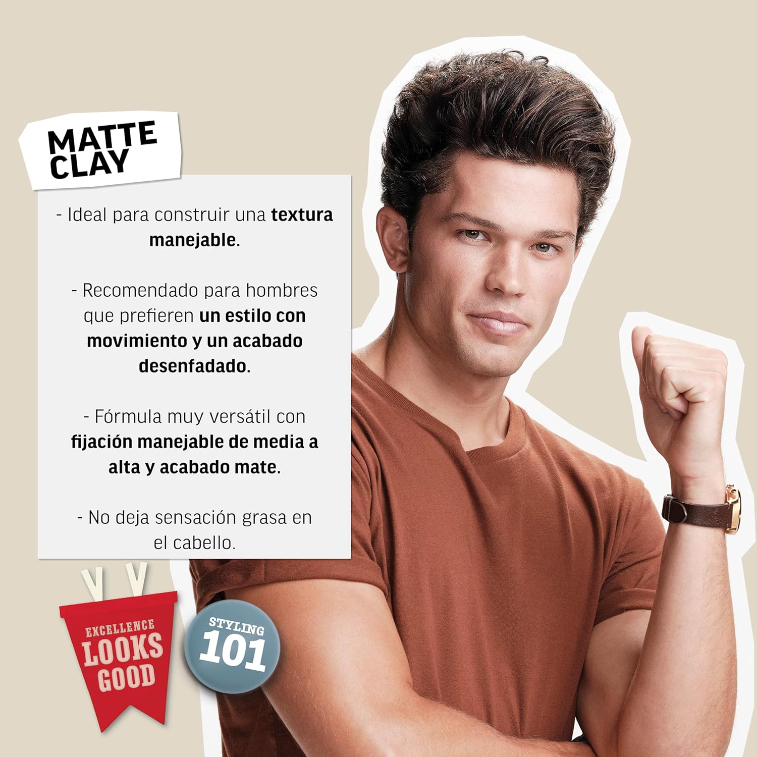AMERICAN CREW MATTE CLAY X 85 GR - CERA DE FIJACIÓN MEDIA/FUERTE Y EFECTO MATE - 4