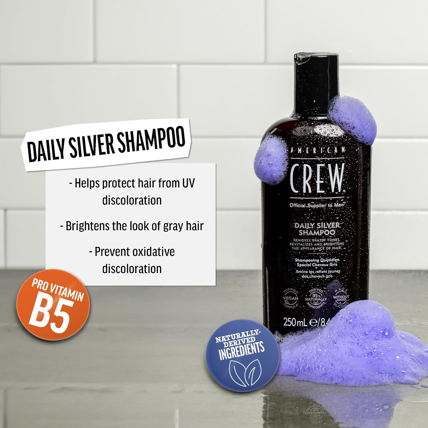 AMERICAN CREW DAILY SILVER SHAMPOO X 250 ML - SHAMPOO PARA CABELLO BLANCO / GRIS - 2