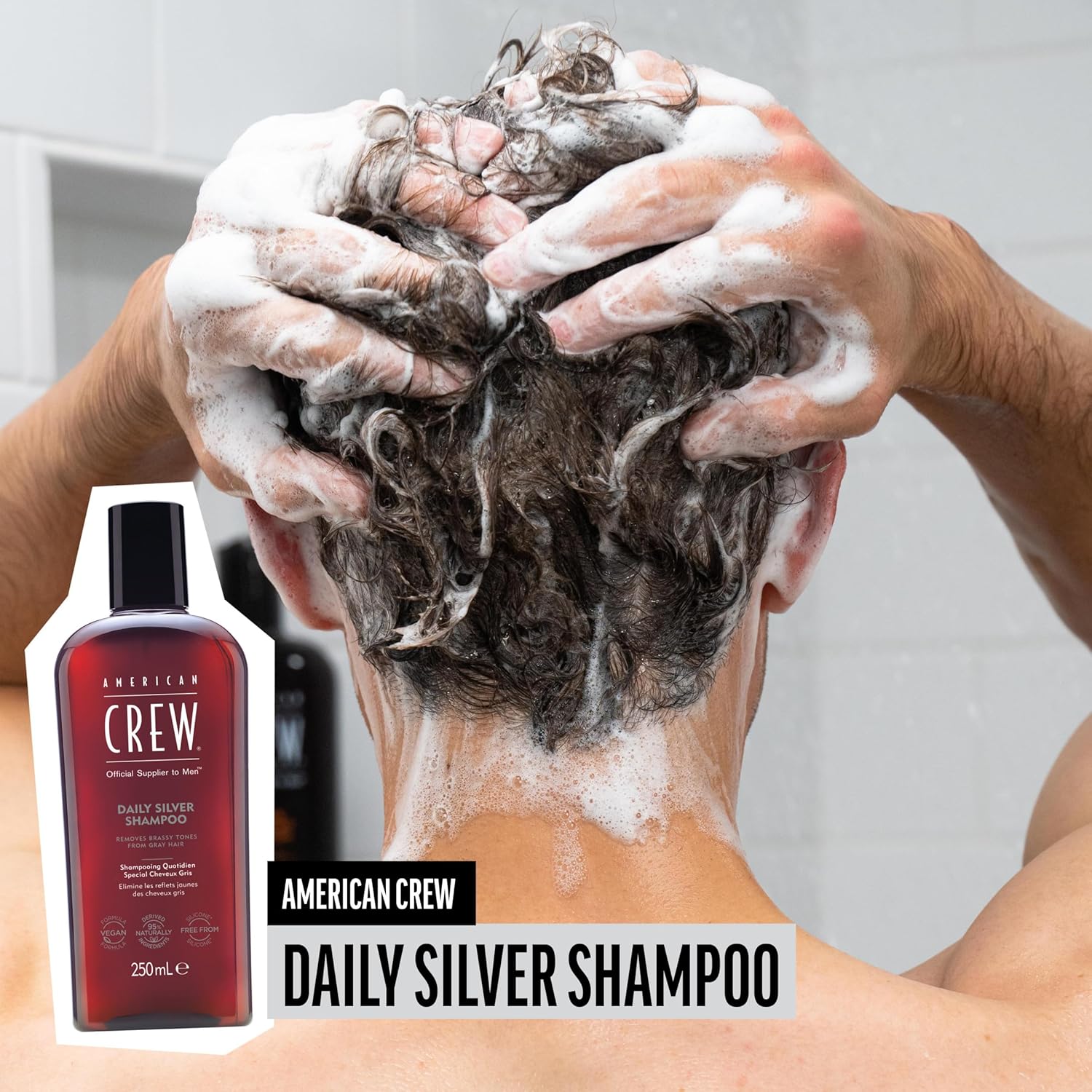 AMERICAN CREW DAILY SILVER SHAMPOO X 250 ML - SHAMPOO PARA CABELLO BLANCO / GRIS - 3