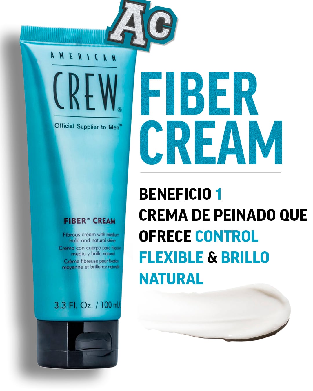 AMERICAN CREW FIBER CREAM X 100 ML - CREMA FIJACIÓN MEDIA Y BRILLO NATURAL - 2