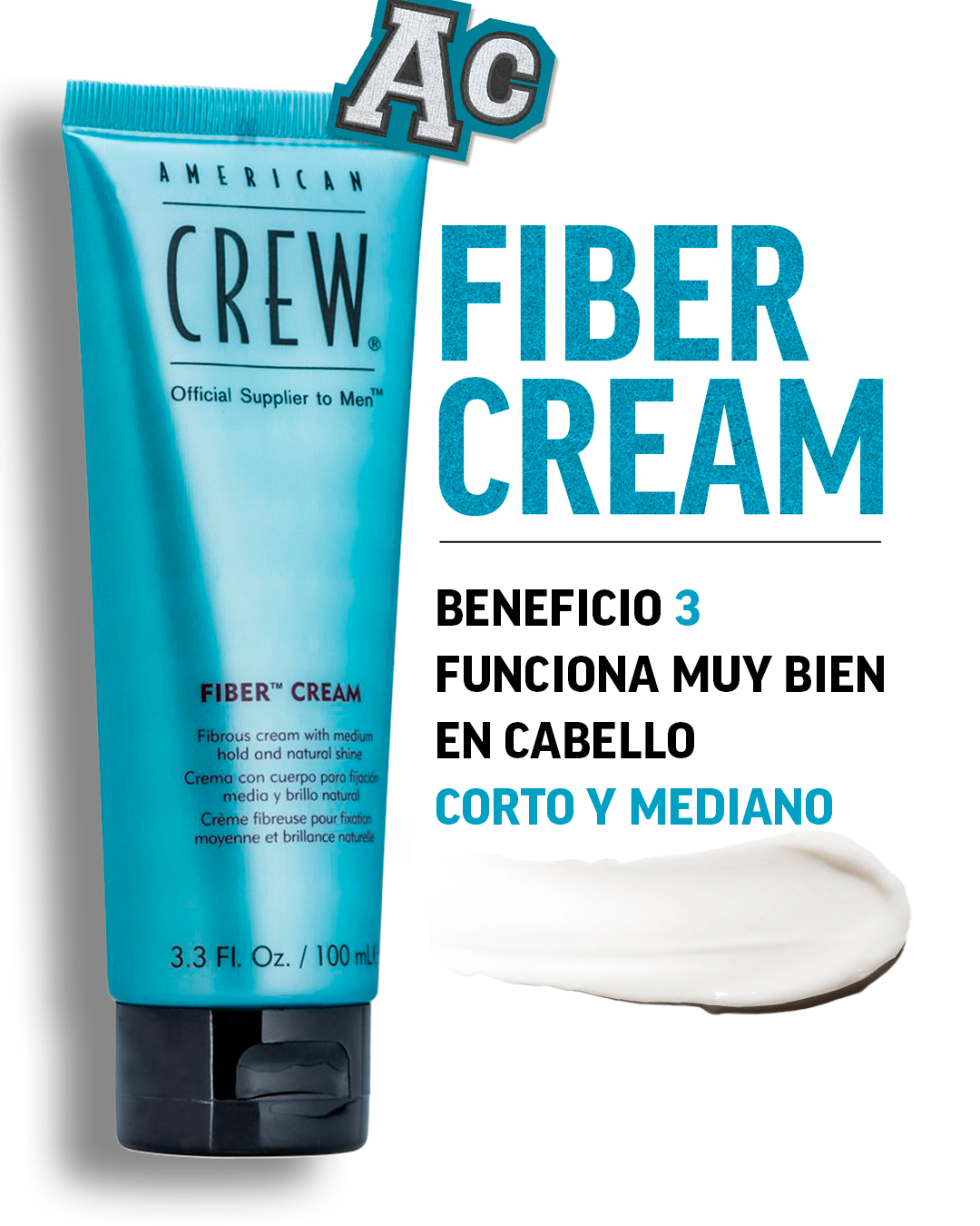 AMERICAN CREW FIBER CREAM X 100 ML - CREMA FIJACIÓN MEDIA Y BRILLO NATURAL - 4