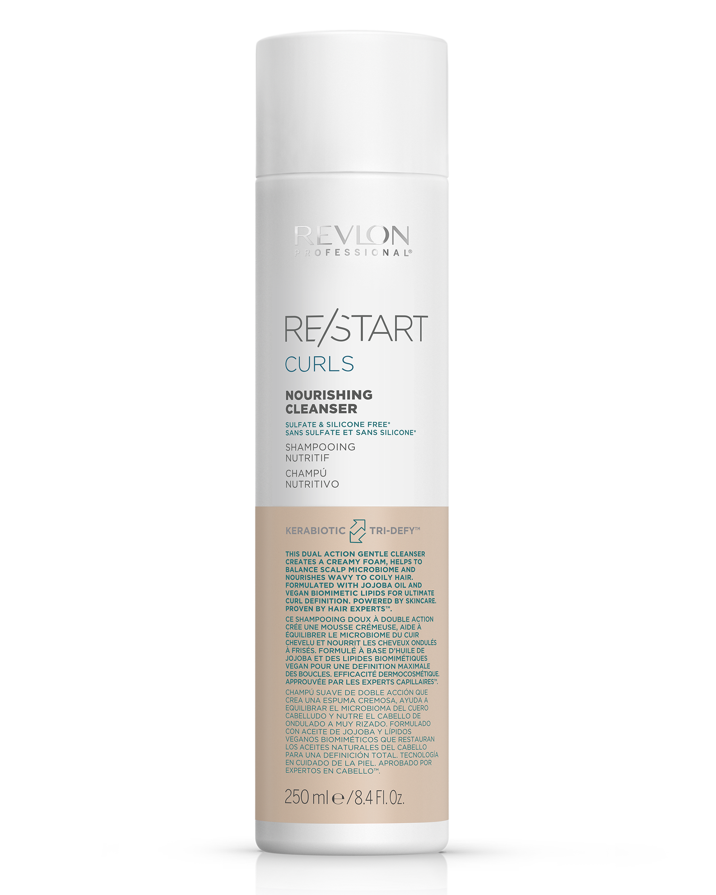 REVLON PROFESSIONAL RESTART CURLS SHAMPOO X 250 ML - SHAMPOO NUTRITIVO SIN SULFATOS P/CAB RIZADO - 1
