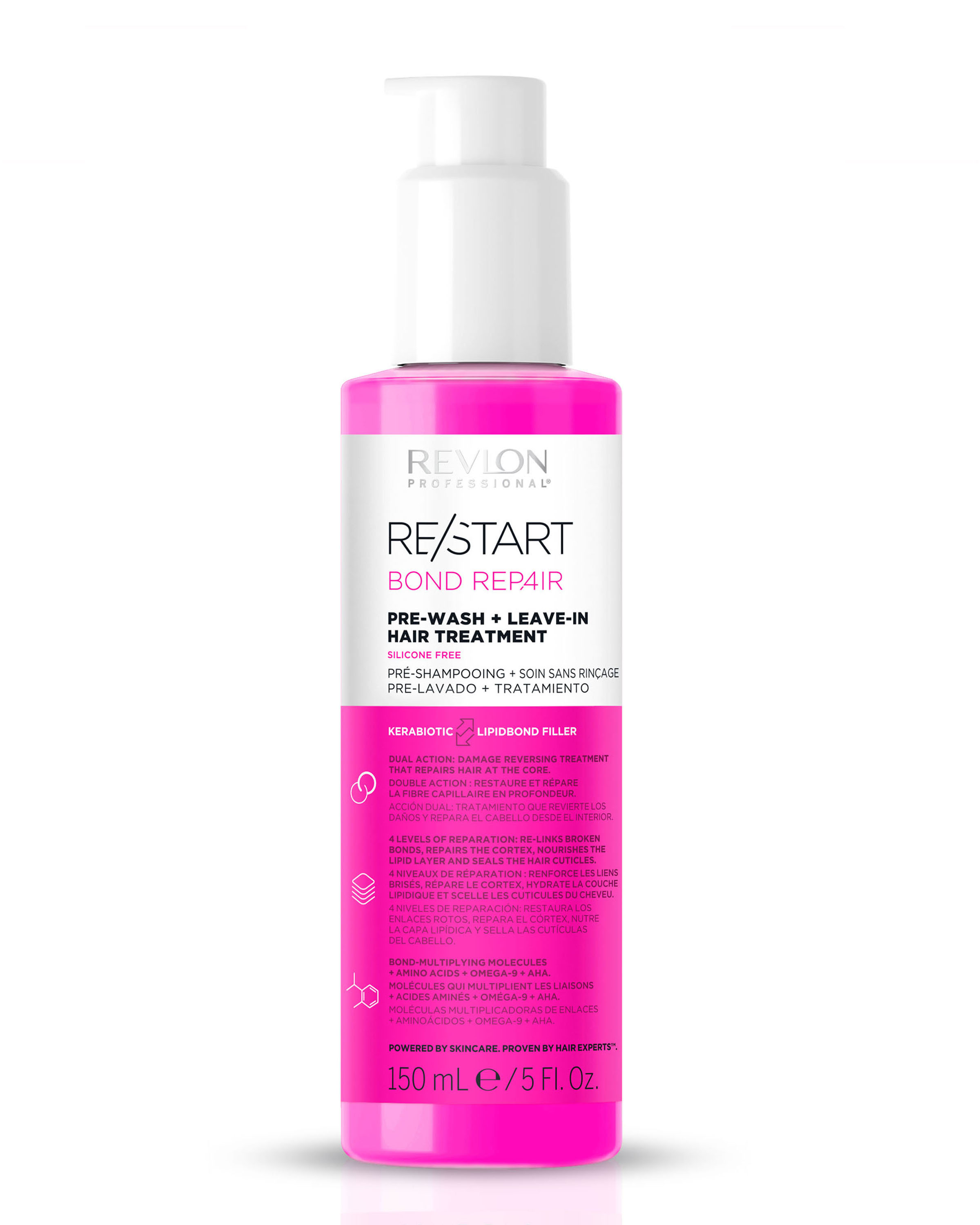 REVLON PROFESSIONAL RESTART REPAIR PRE-WASH LEAVE-IN X 150 ML - 2 EN 1 TRAT PRE SHAMPOO Y TRAT S/ENJUAGUE REPARADOR P/CAB DAÑADO - 1