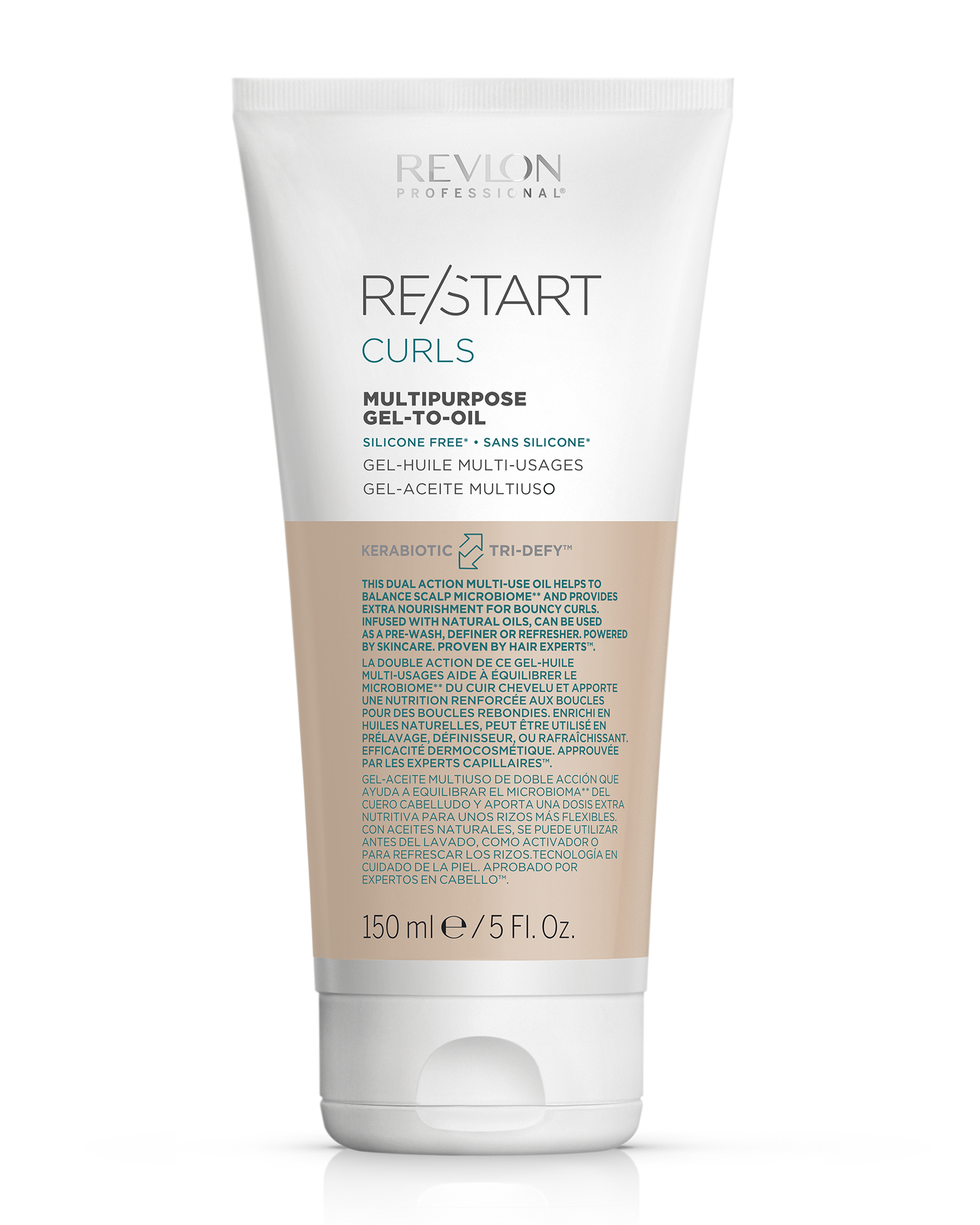 REVLON PROFESSIONAL RESTART CURLS GEL TO OIL X 150 ML - TRATAMIENTO MULTIPROPÓSITO SIN ENJUAGUE P/CAB RIZADO - 1
