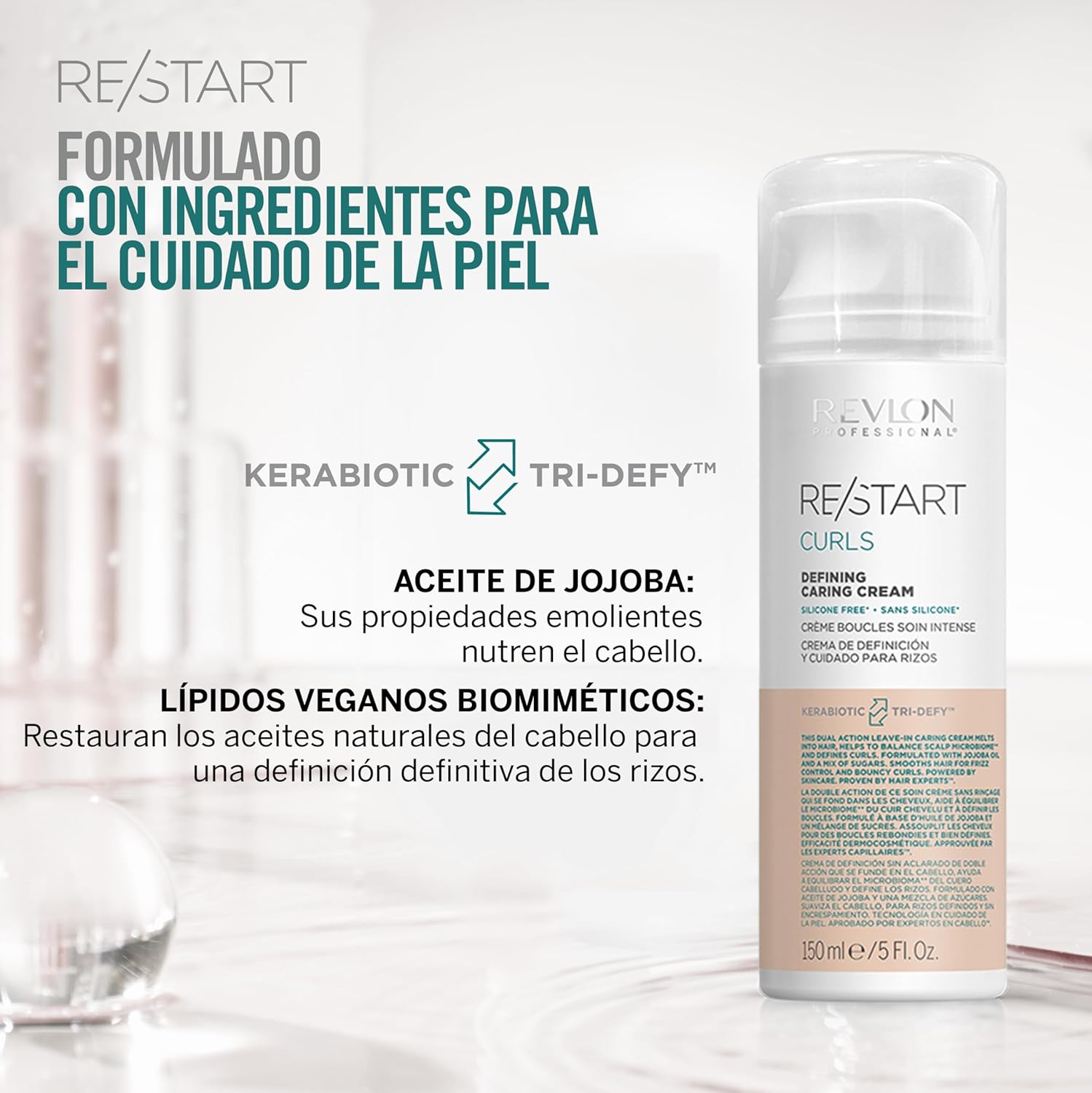 REVLON PROFESSIONAL RESTART CURLS DEFINING CREAM X 150 ML - CREMA DEFIICIÓN DE RIZOS SIN ENJUAGUE P/CAB RIZADO - 4