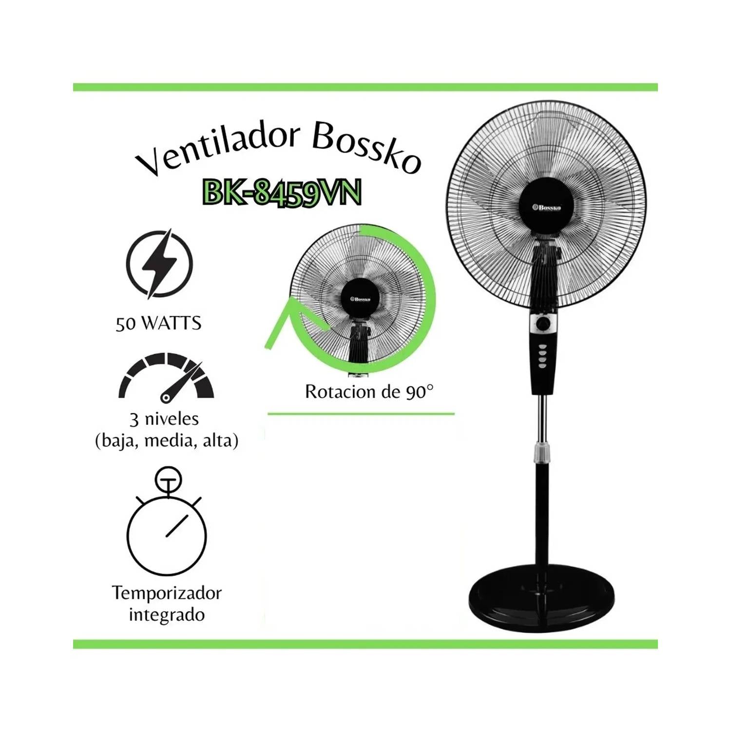 VENTILADOR PEDESTAL 18' BOSSKO BK-8459VN - 2