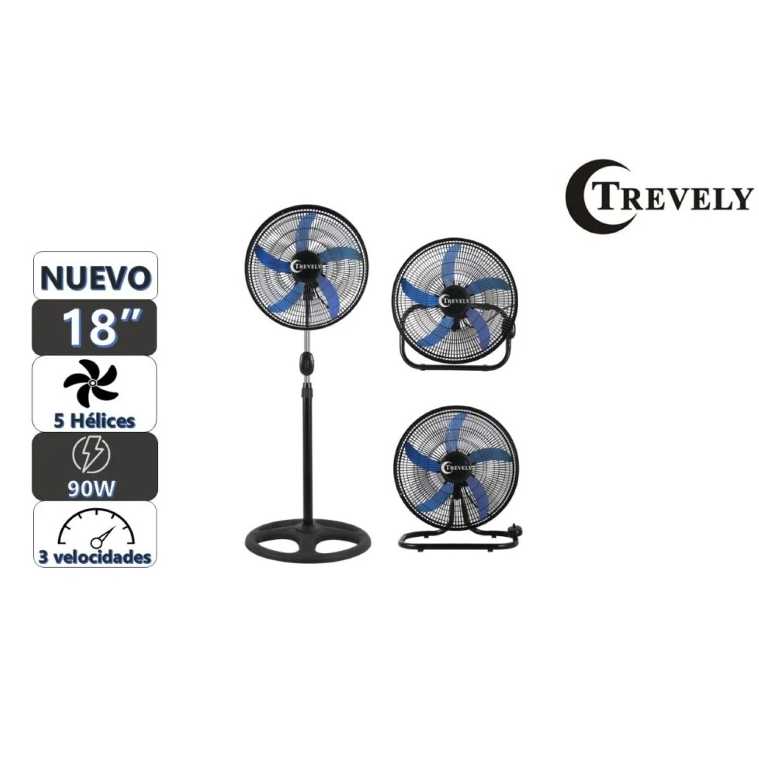 VENTILADOR TREVELY VT-1832 DE 18 3 EN 1 VARIEDAD DE COLORES - 1