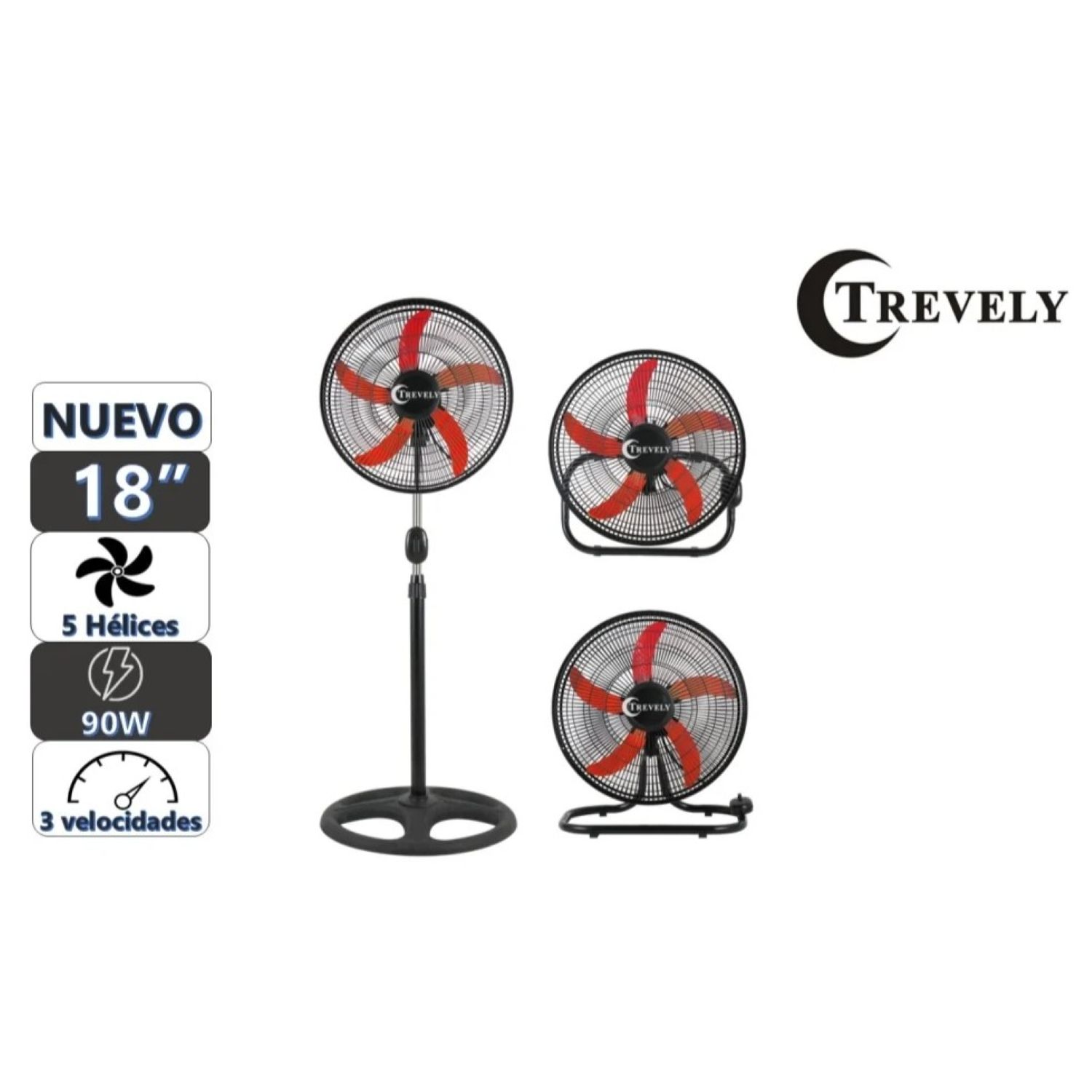 VENTILADOR TREVELY VT-1832 DE 18 3 EN 1 VARIEDAD DE COLORES - 3