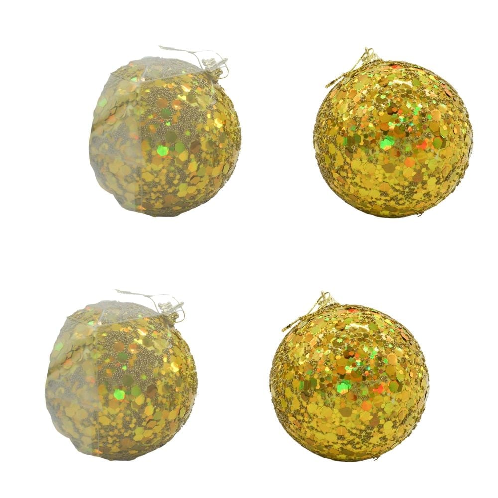 SET DE 4 BOLAS NAVIDEÑAS DORADAS DE 10CM HB208-DO - 1