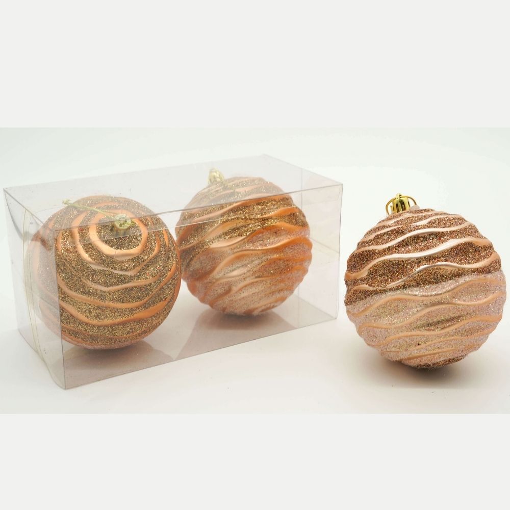 SET DE 2 BOLAS DE NAVIDAD COLOR ORO ROSADO FLORIPA - 1