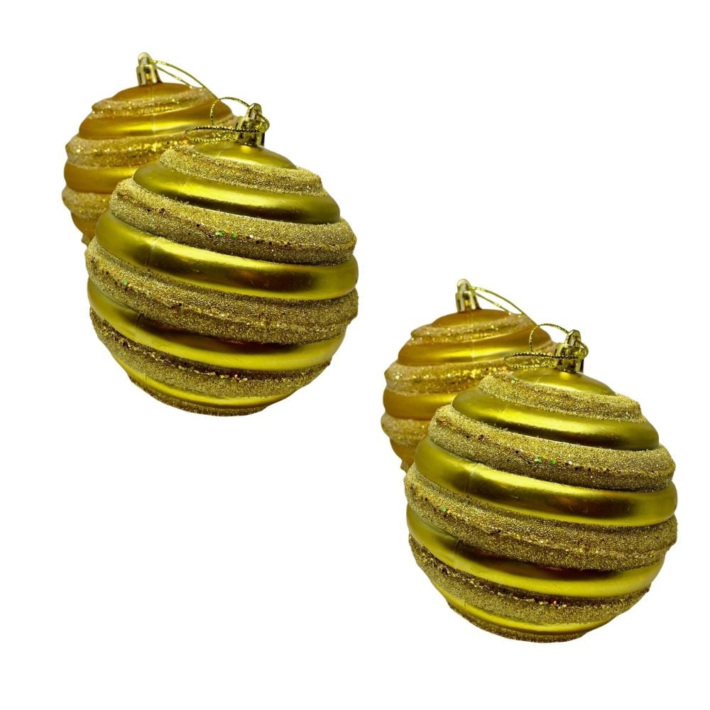 SET DE 4 BOLAS NAVIDEÑAS DORADAS DE 10CM HB308 - 1