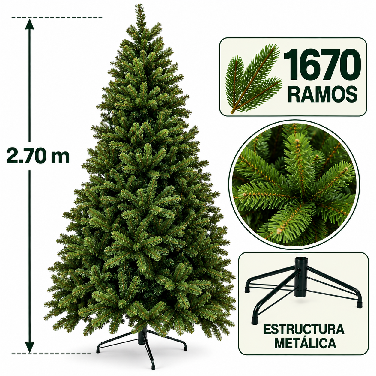 ÁRBOL DE NAVIDAD FLORIPA VERDE 270CM - 1