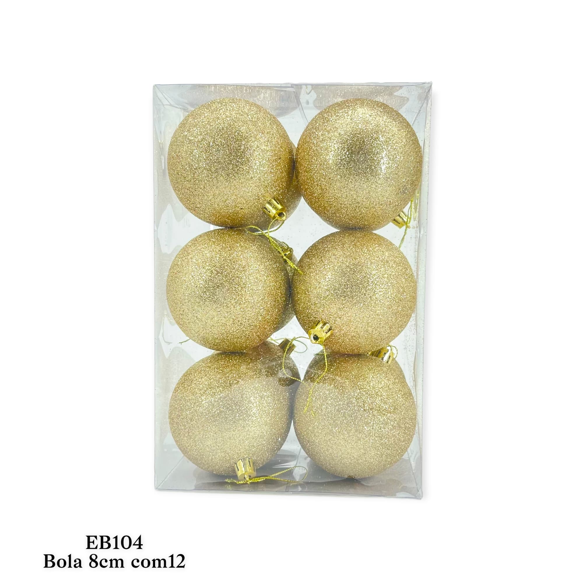 BOLA 8CM FLORIPA EB104 DORADO GLITER SET DE 12 EB504/ - 1