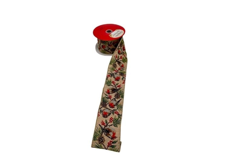 CINTA NAVIDEÑA DECORATIVA FLORIPA EN ROLLO DE 9.1M CF604 - 1
