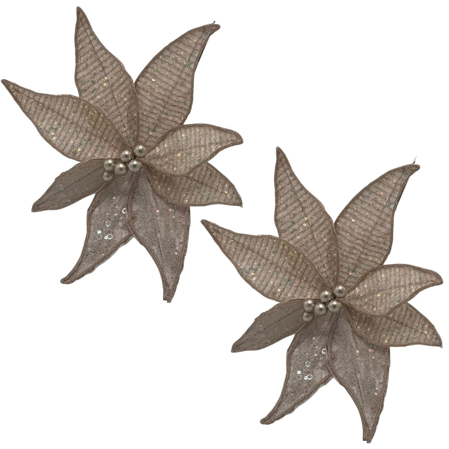SET DE 2 FLORES NAVIDEÑAS TIPO CARDINAL CHAMPÁN DE 40CM FN176  FLORIPASTORE - 1
