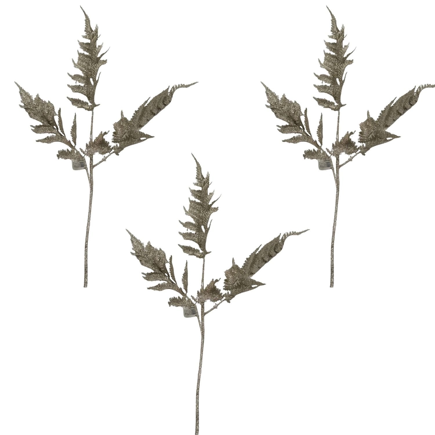 SET DE 3 VARAS NAVIDEÑAS DE 3 HOJAS CON BRILLO DE 75CM FG18-CH  FLORIPASTORE - 1