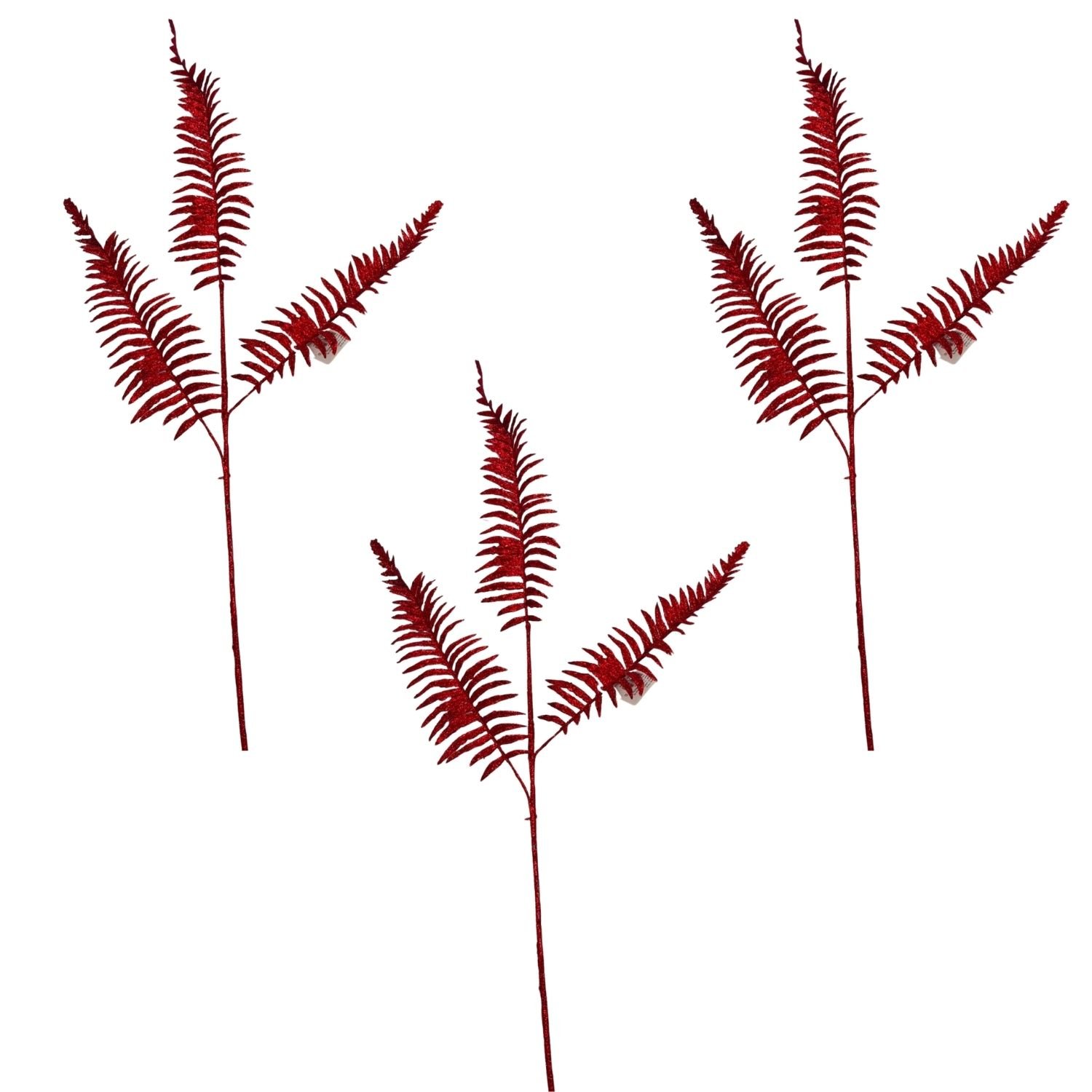SET DE 3 VARAS NAVIDEÑAS DE 3 HOJAS CON BRILLO DE 77CM FG19-RJ  FLORIPASTORE - 1