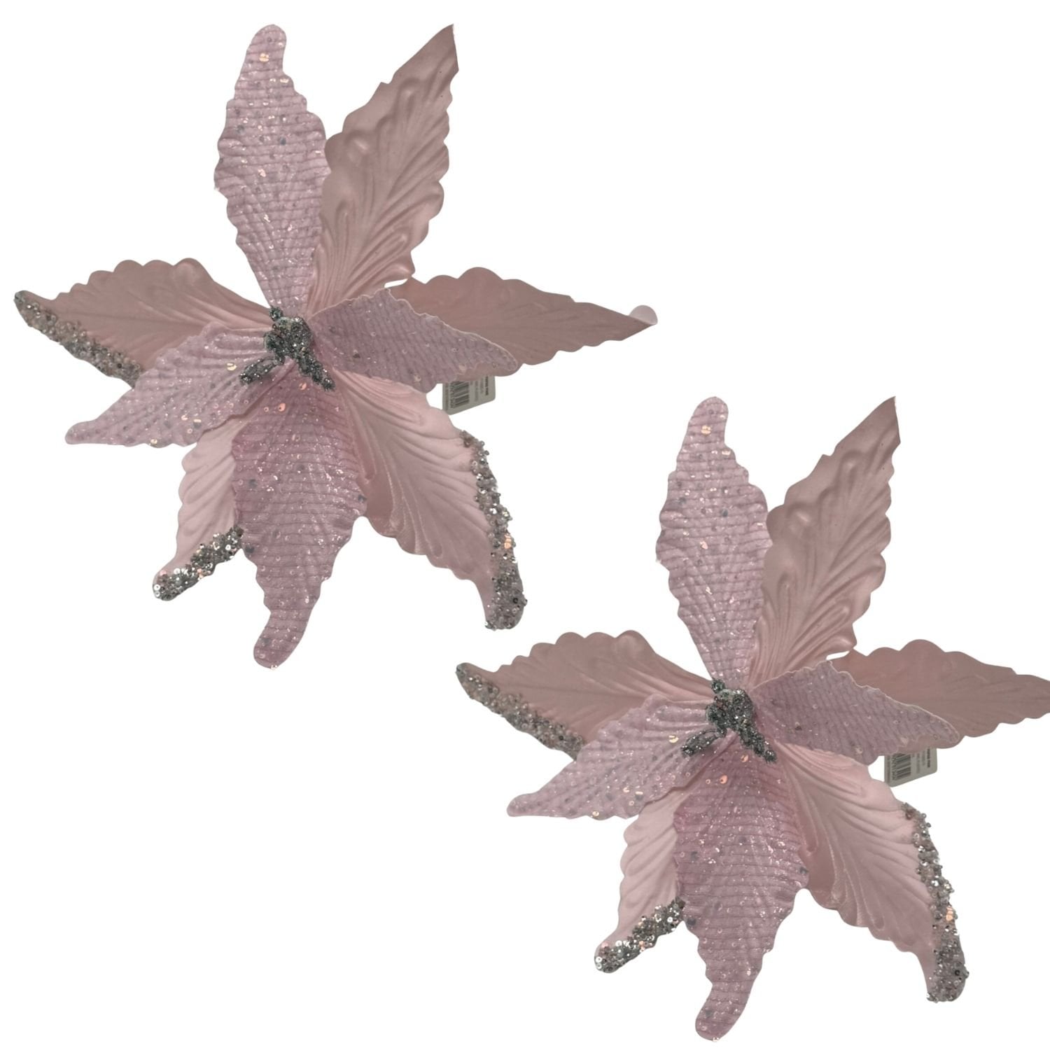 SET DE 2 FLORES NAVIDEÑAS TIPO CARDINAL ROSADA DE 40CM FN182  FLORIPASTORE - 1