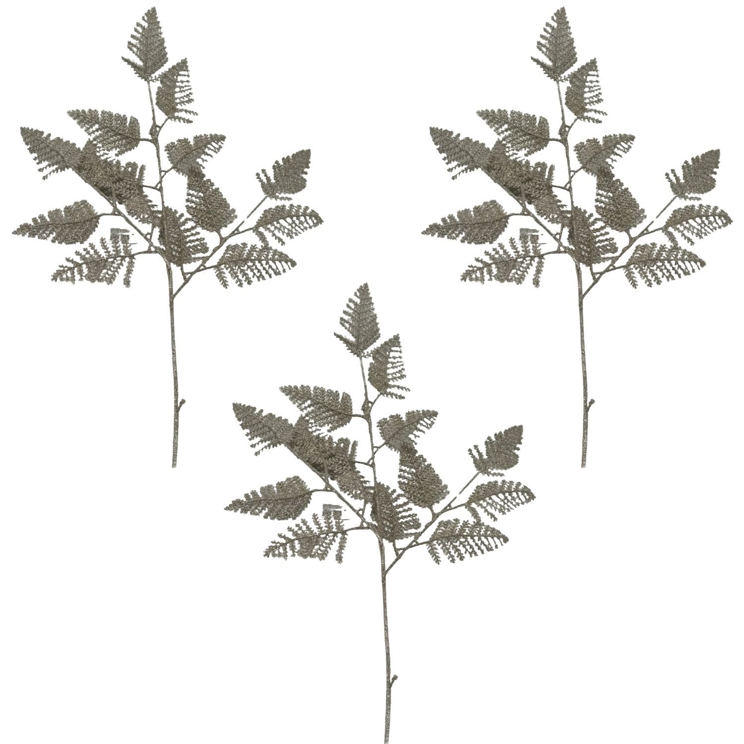 SET DE 3 VARAS NAVIDEÑAS DE 3 HOJAS CON BRILLO DE 75CM FG17-CH  FLORIPASTORE - 1
