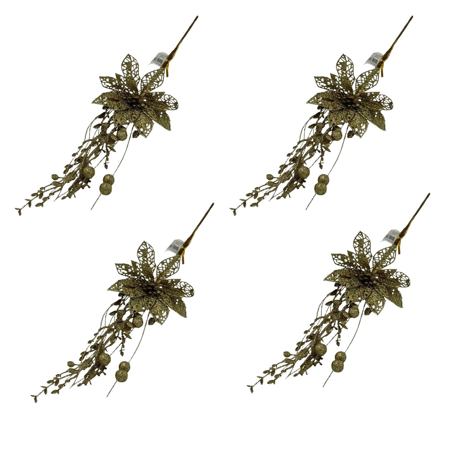 SET DE 4 PICKS NAVIDEÑOS CON BRILLO DE 43CM FG25-DO FLORIPASTORE - 1