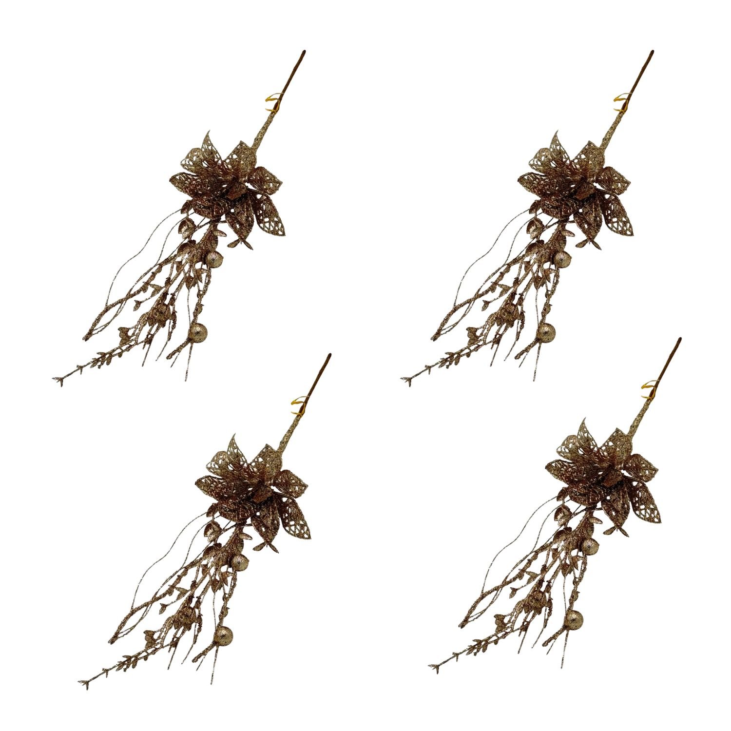 SET DE 4 PICKS NAVIDEÑOS CON BRILLO DE 43CM FG25-CH  FLORIPASTORE - 1