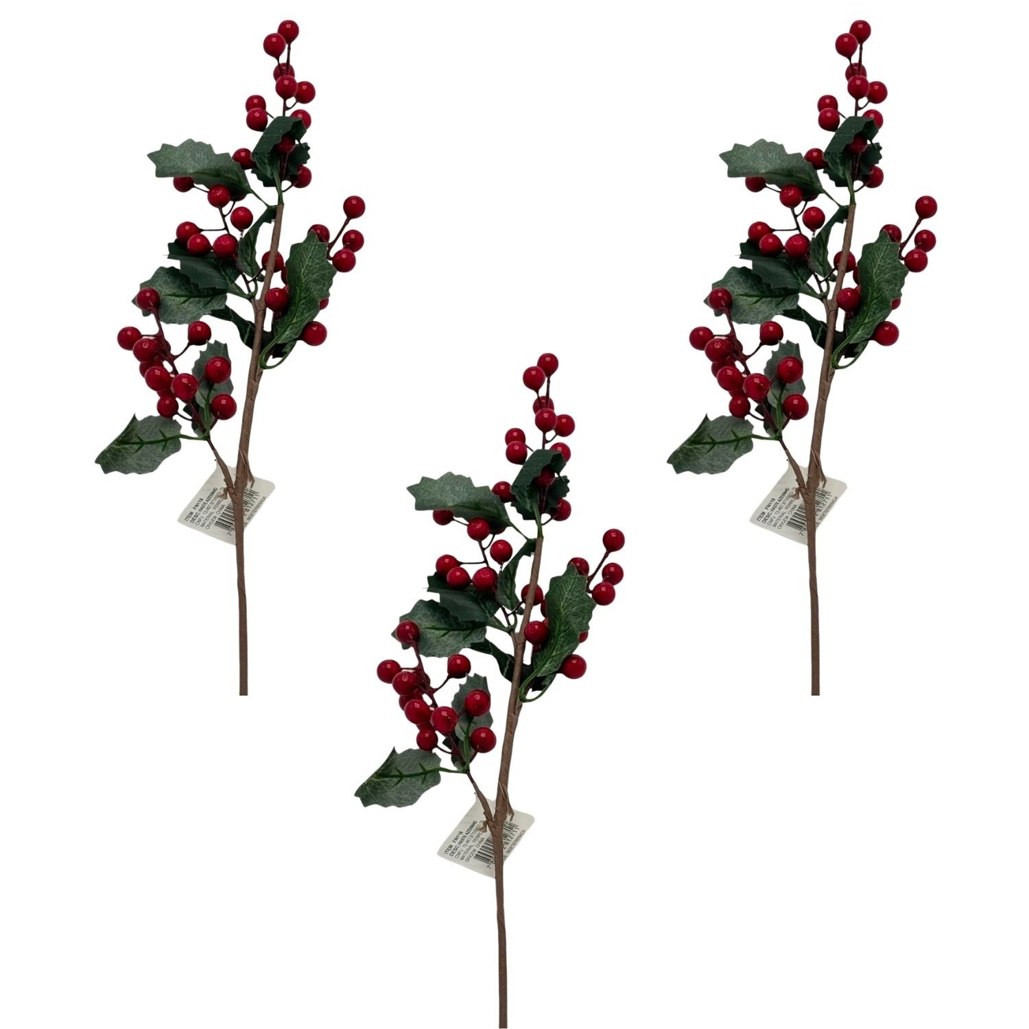 SET DE 3 VARAS NAVIDEÑAS DE MORAS ARTIFICIALES DE 58CM FN118 FLORIPASTORE - 1