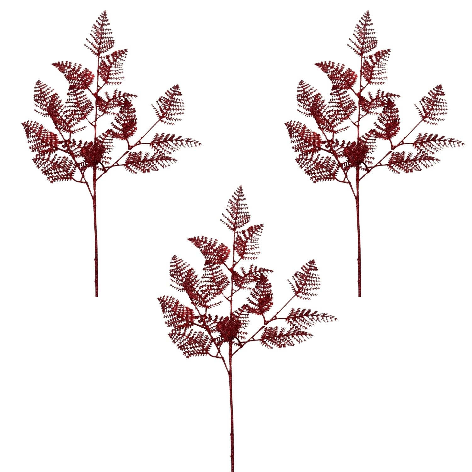 SET DE 3 VARAS NAVIDEÑAS DE 3 HOJAS CON BRILLO DE 75CM FG17-RJ  FLORIPASTORE - 1