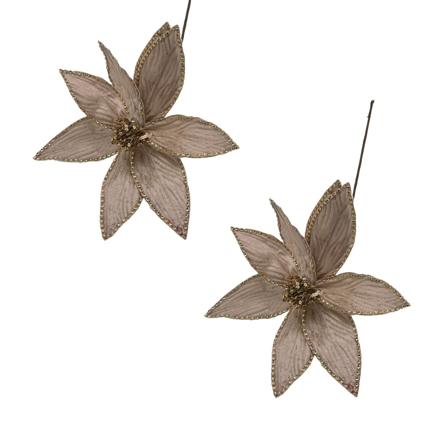 SET DE 2 FLORES NAVIDEÑAS TIPO CARDINAL CHAMPÁN DE 40CM FN171  FLORIPASTORE - 1