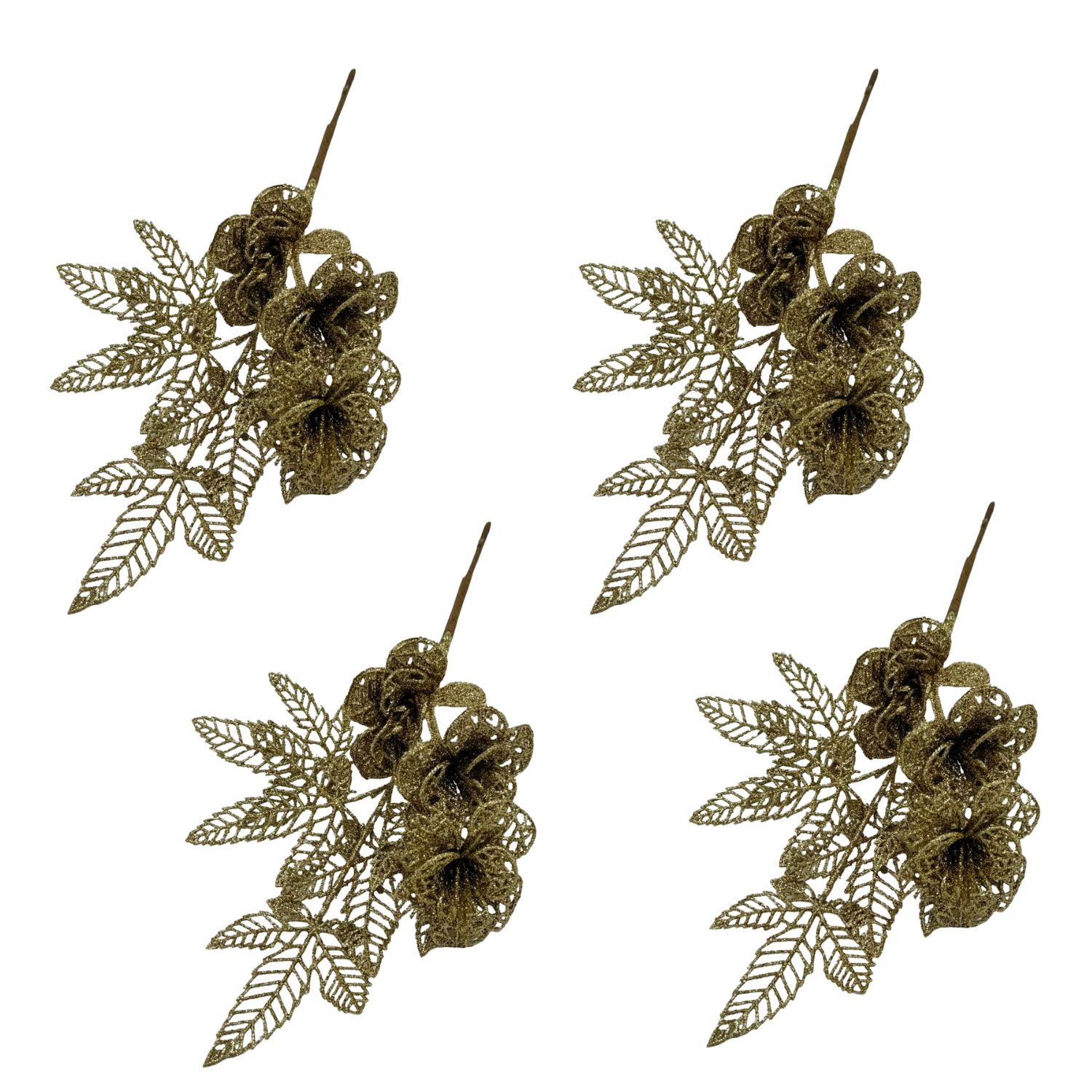 SET DE 4 PICKS NAVIDEÑOS CON BRILLO DE 36CM FG26-DO  FLORIPASTORE - 1
