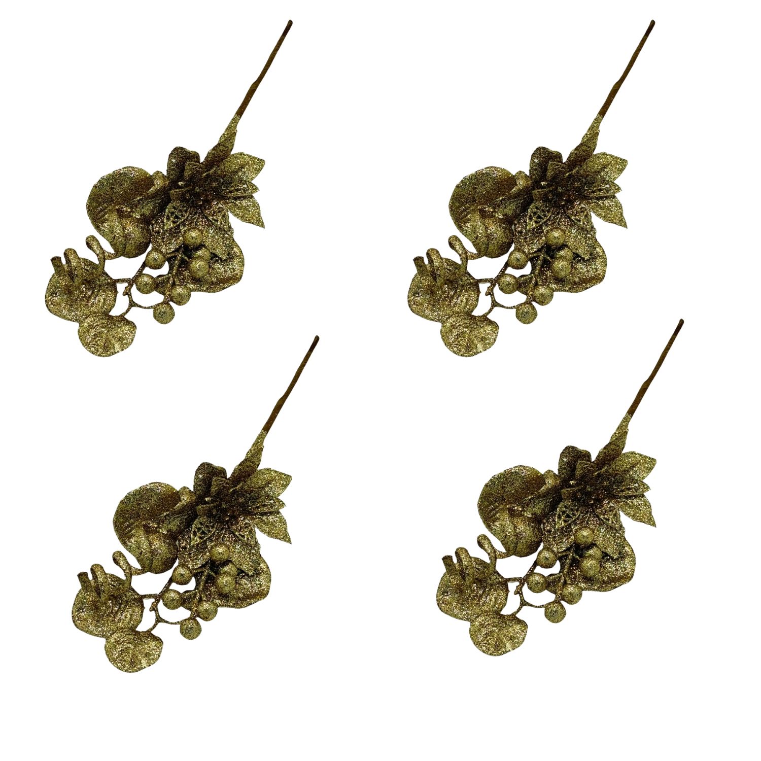 SET DE 4 PICKS NAVIDEÑOS CON BRILLO DE 35CM FG21-DO  FLORIPASTORE - 1