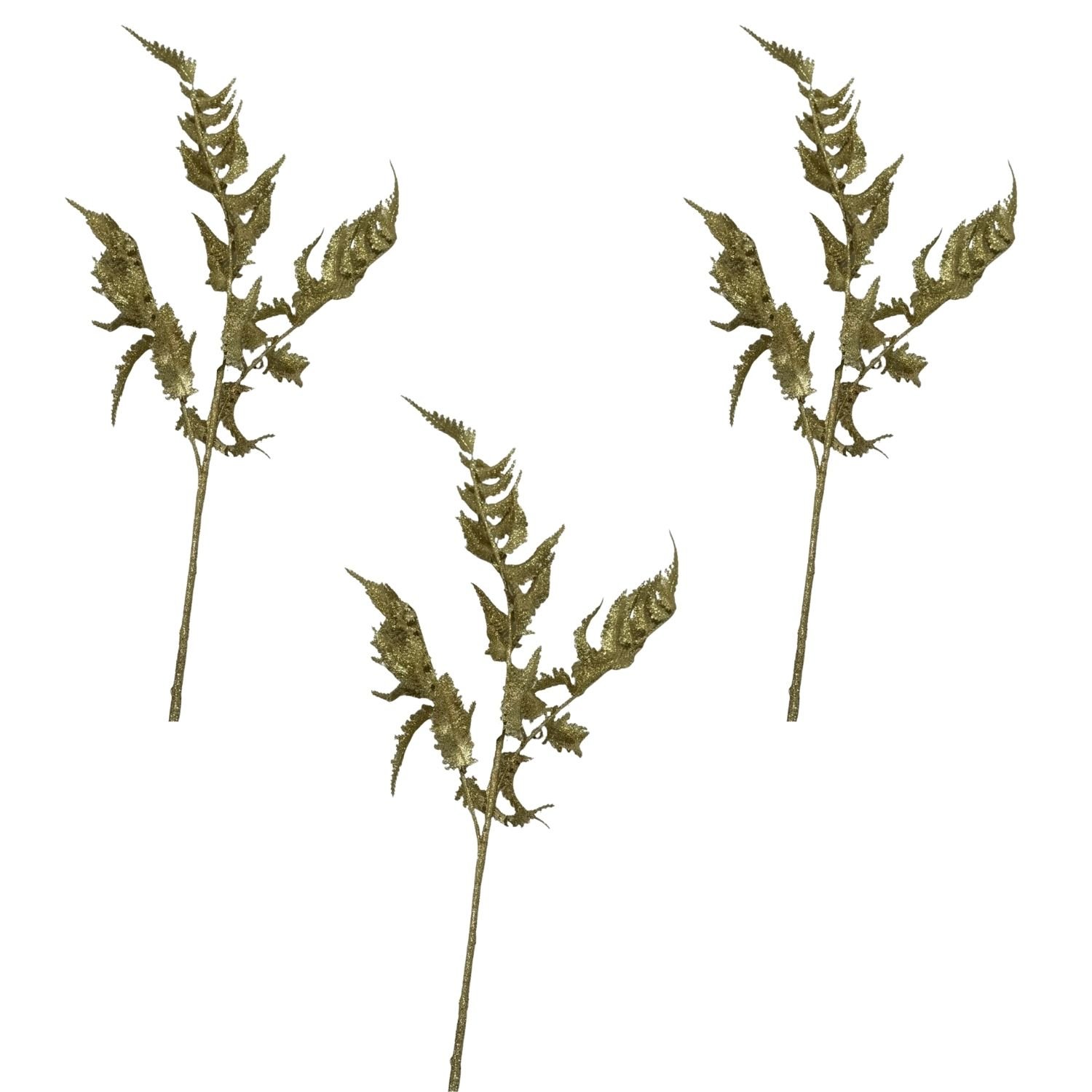 SET DE 3 VARAS NAVIDEÑAS DE 3 HOJAS CON BRILLO DE 75CM FG18-DO  FLORIPASTORE - 1