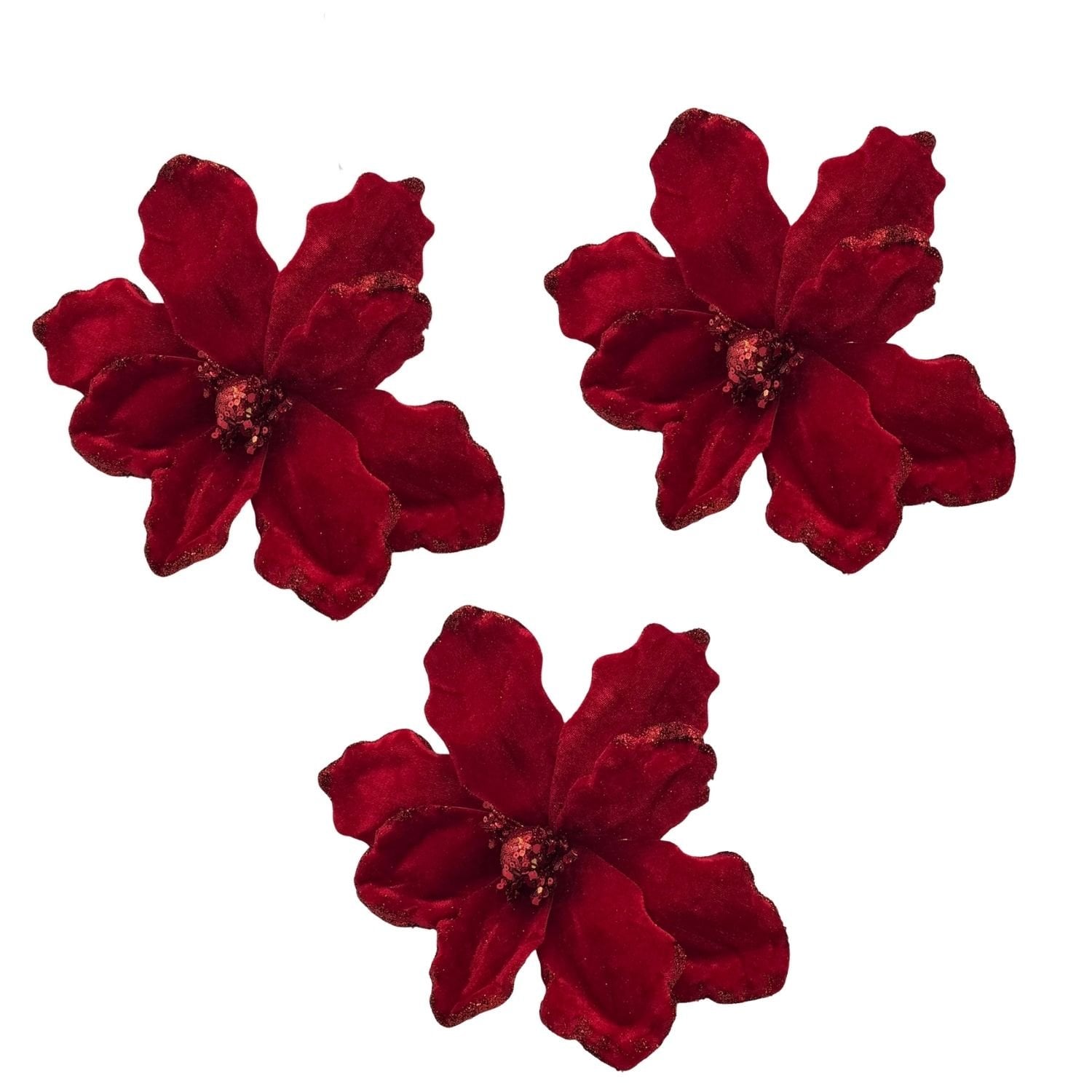 SET DE 3 FLORES NAVIDEÑAS TIPO CARDINAL ROJA DE 40CM FN186  FLORIPASTORE - 1