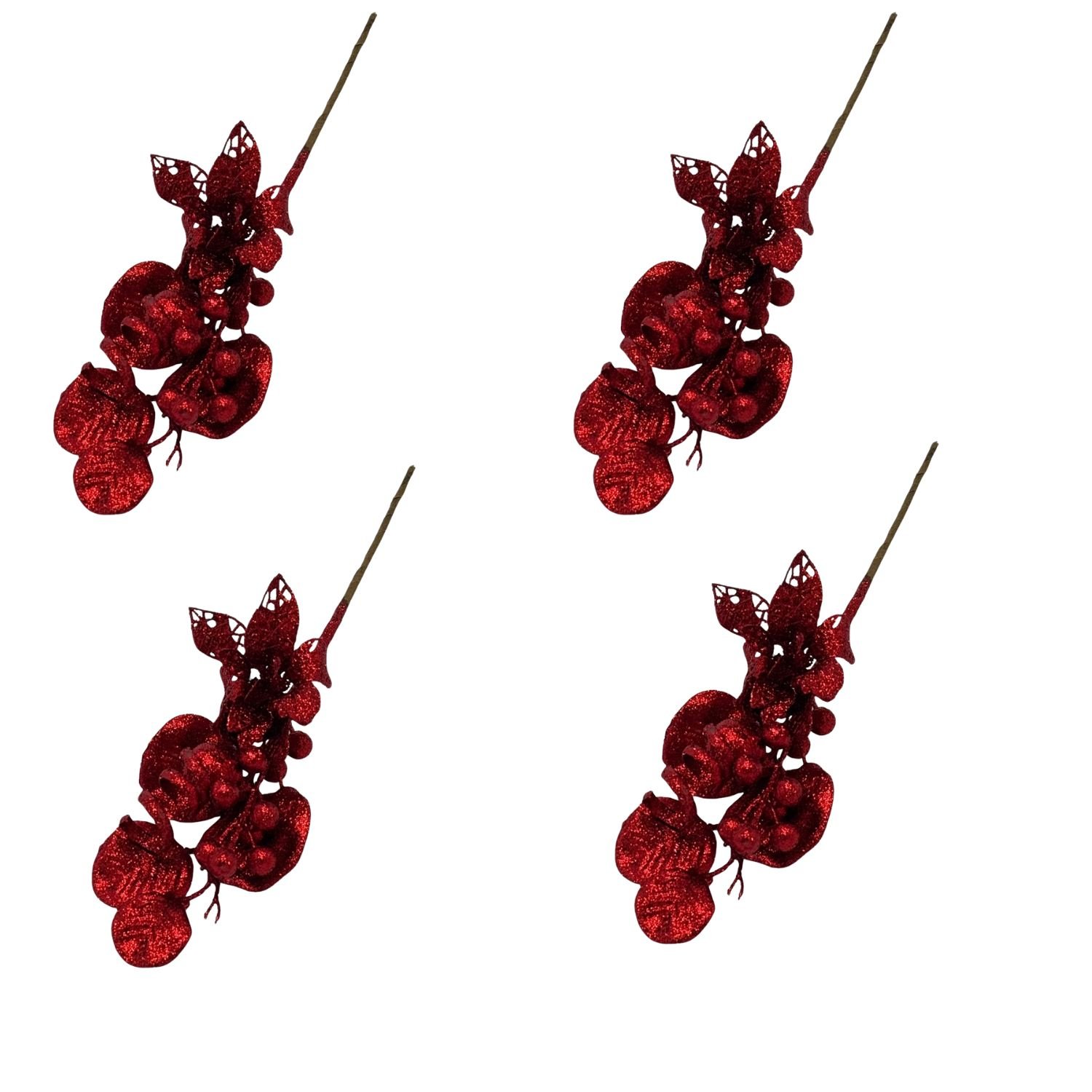 SET DE 4 PICKS NAVIDEÑOS CON BRILLO DE 35CM FG21-RJ  FLORIPASTORE - 1