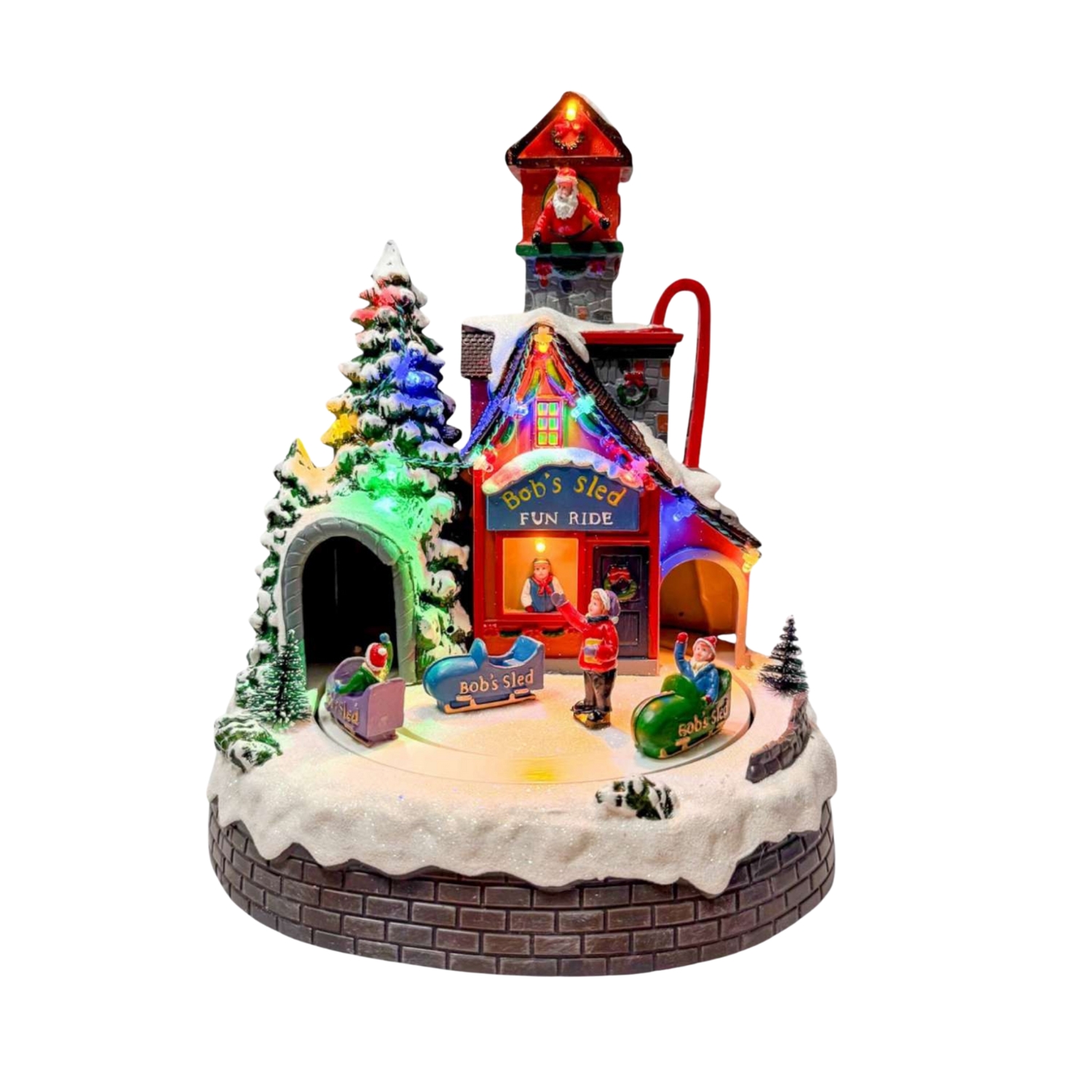 VILLA NAVIDEÑA CON TRINEO GIRATORIO DE 31CM FC115 FLORIPASTORE - 1