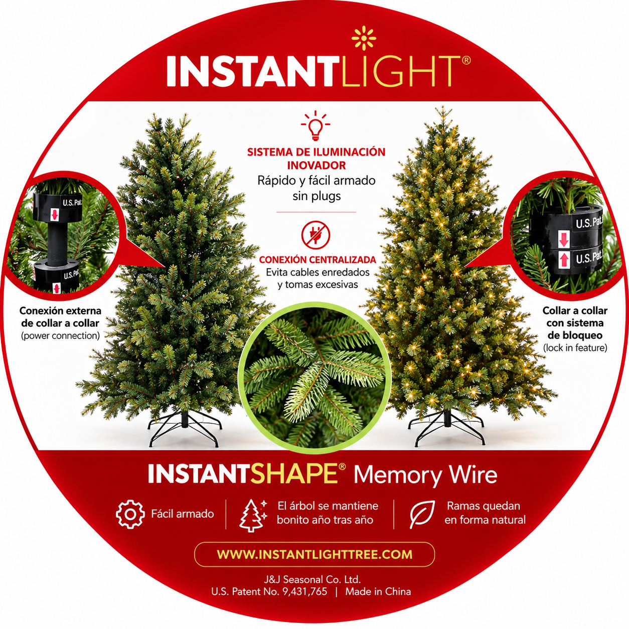ÁRBOL DE NAVIDAD DE 210CM 1327 RAMAS Y1800 LUCES AMF210 FLORIPASTORE - 3
