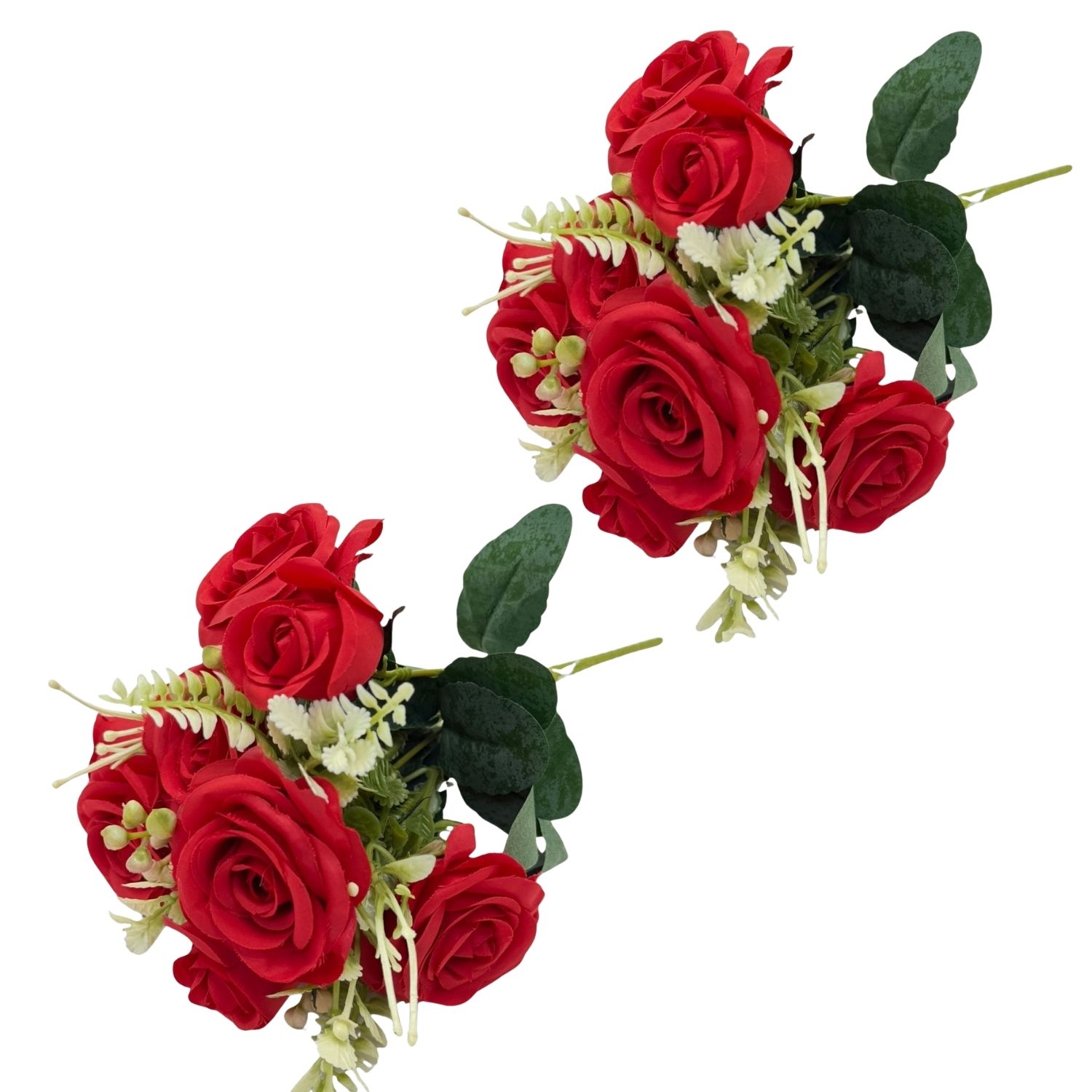 PACK DE 2 BOUQUETS DE 5 ROSAS ARTIFICIALES ABIERTAS DE 31CM INT-1522-11RJ FLORIPASTORE - 1