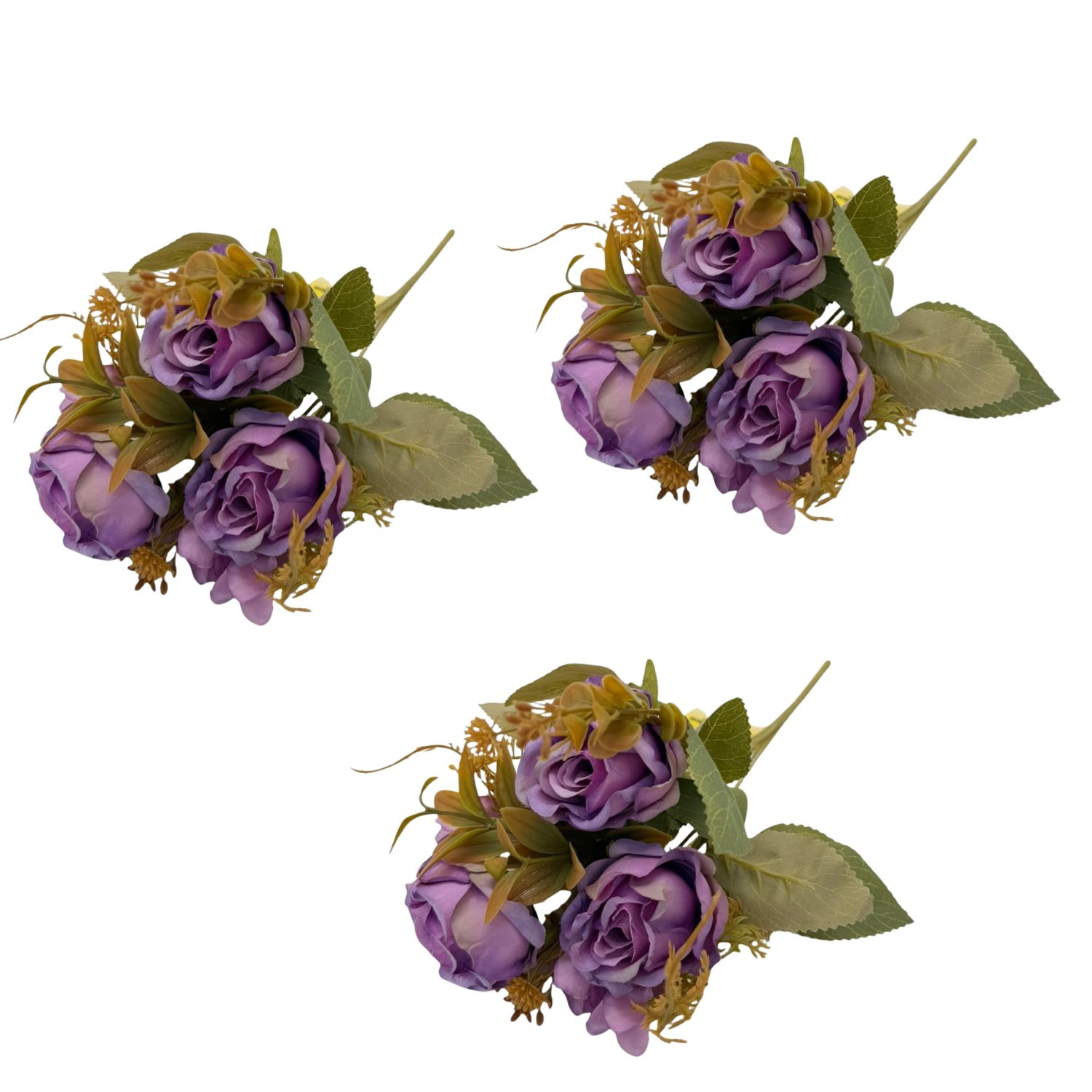 PACK DE 3 BOUQUETS DE 5 ROSAS ARTIFICIALES DE 35CM BG505383-MO FLORIPASTORE - 1