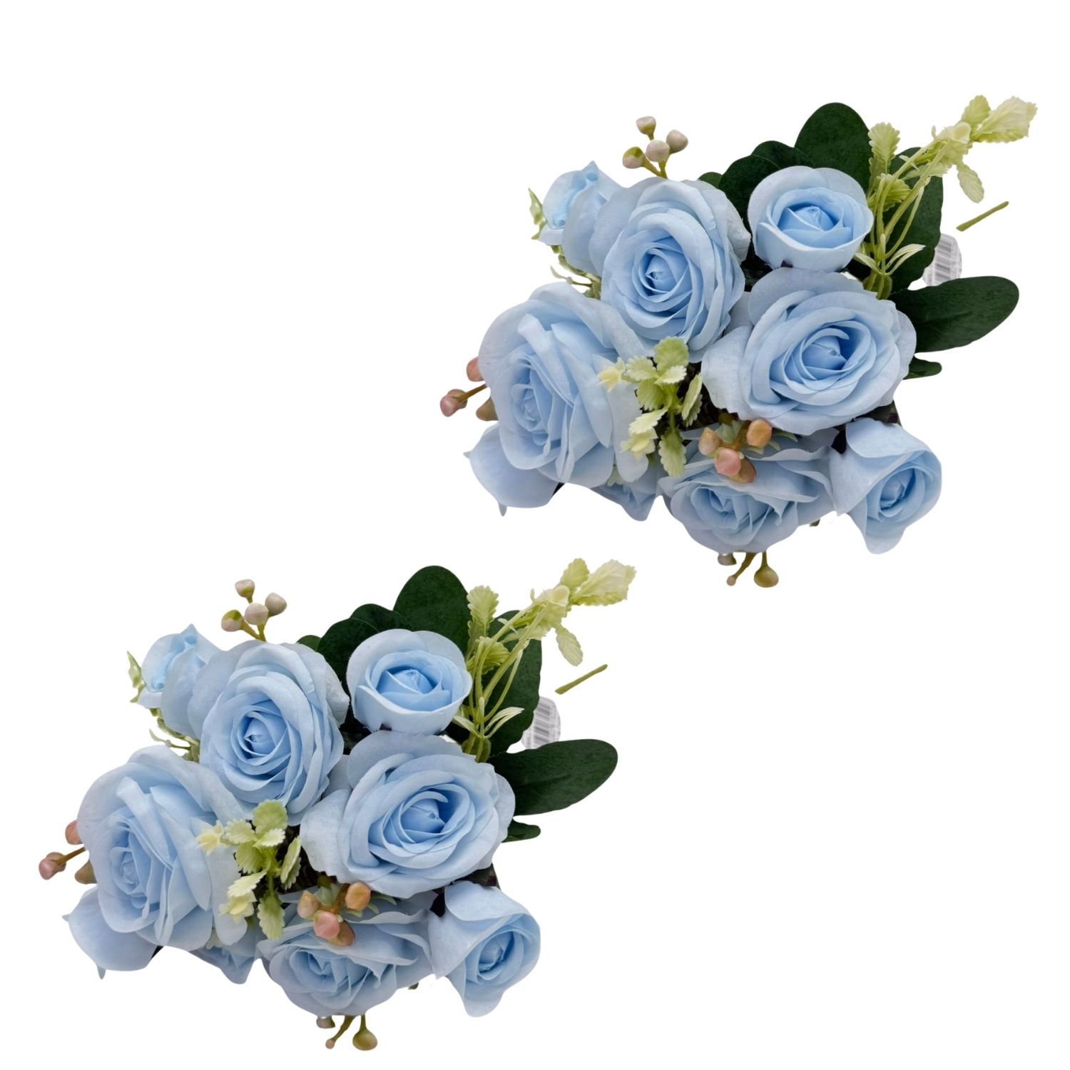 PACK DE 2 BOUQUETS DE 5 ROSAS ARTIFICIALES ABIERTAS DE 31CM INT-1522-9AZC FLORIPASTORE - 1