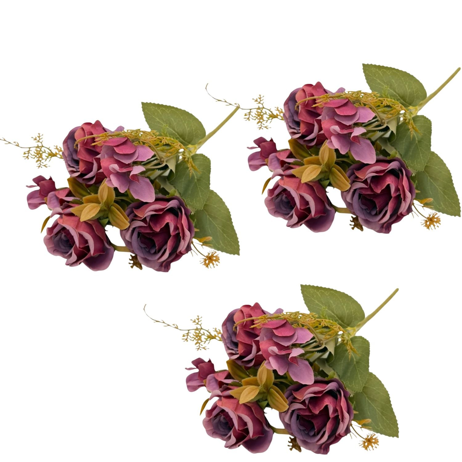 PACK DE 3 BOUQUETS DE 5 ROSAS ARTIFICIALES DE 35CM BG505383-RJ FLORIPASTORE - 1