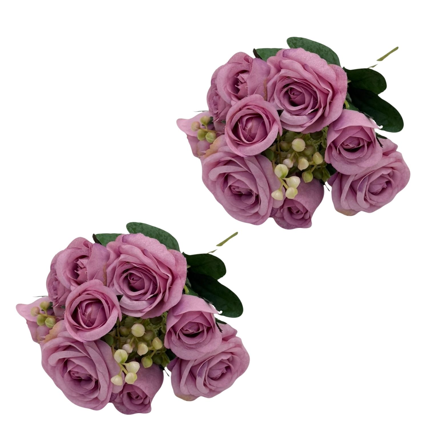 PACK DE 2 BOUQUETS DE 5 ROSAS ARTIFICIALES ABIERTAS DE 31CM INT-1522-8MO FLORIPASTORE - 1