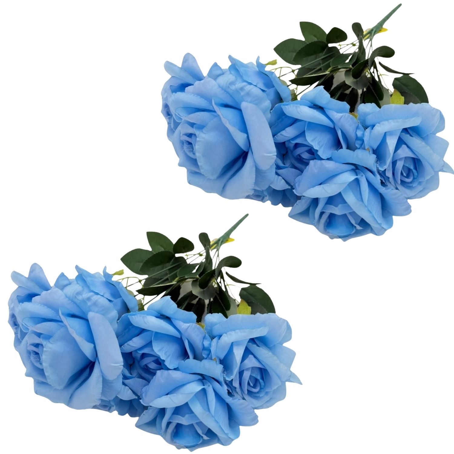 PACK DE 2 BOUQUETS DE 7 ROSAS AZULES ARTIFICIALES DE 44CM BG507113BLL FLORIPASTORE - 1