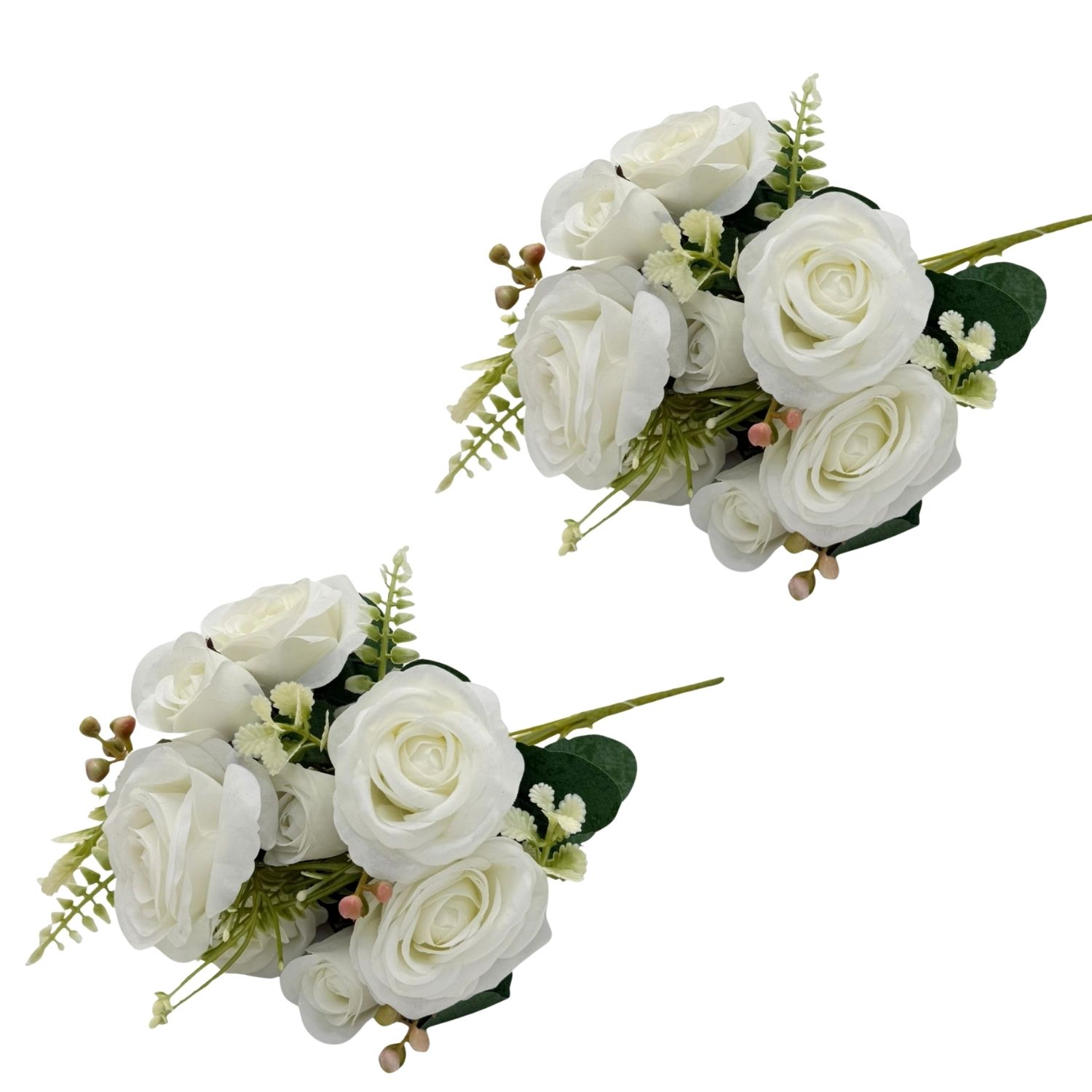 PACK DE 2 BOUQUETS DE 5 ROSAS ARTIFICIALES ABIERTAS DE 31CM INT-1522-7CR FLORIPASTORE - 1